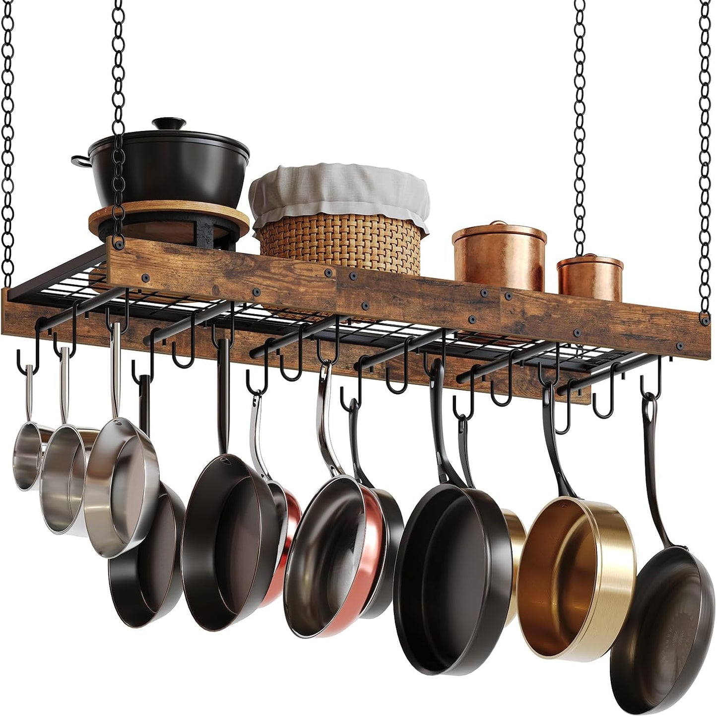 Küchen-Deckenregal mit Haken, 90 x 33 x 6 cm