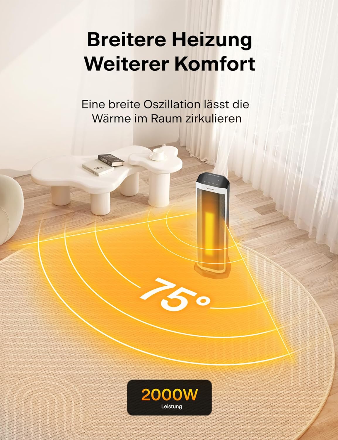 Keramikheizlüfter, Weiß 59CM