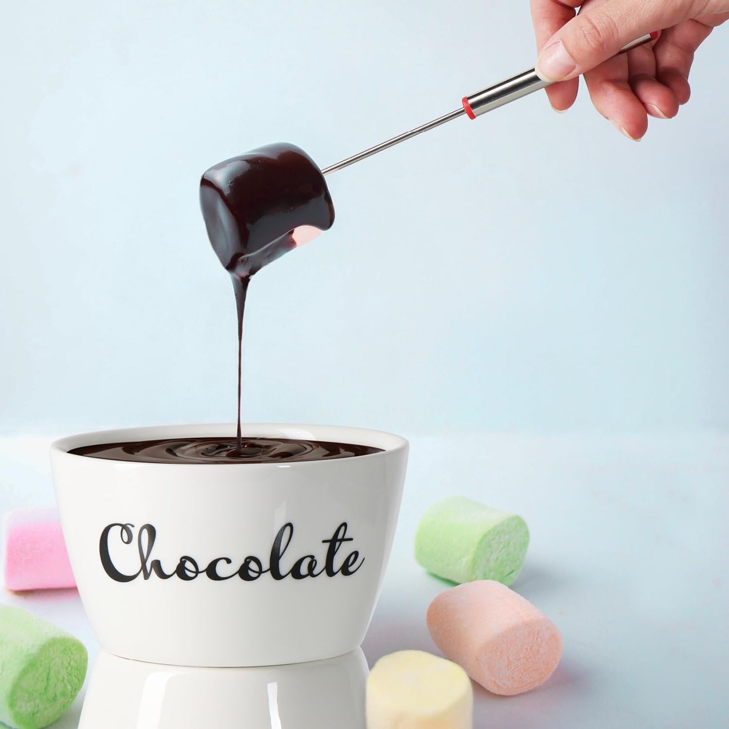 Schokoladenfondue-Set, Weiss - Schriftzug