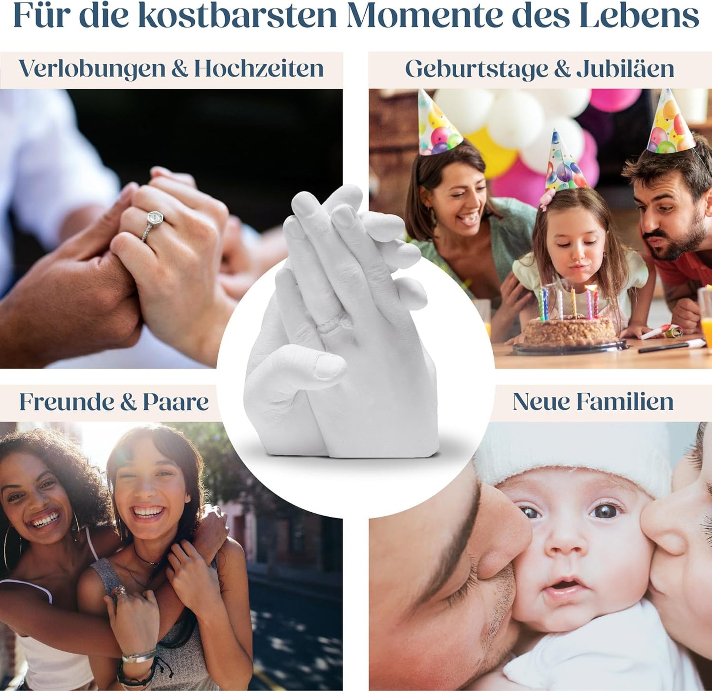 3D Handabdruck-Set für Paare, Deluxe Gipsabdruck-Set