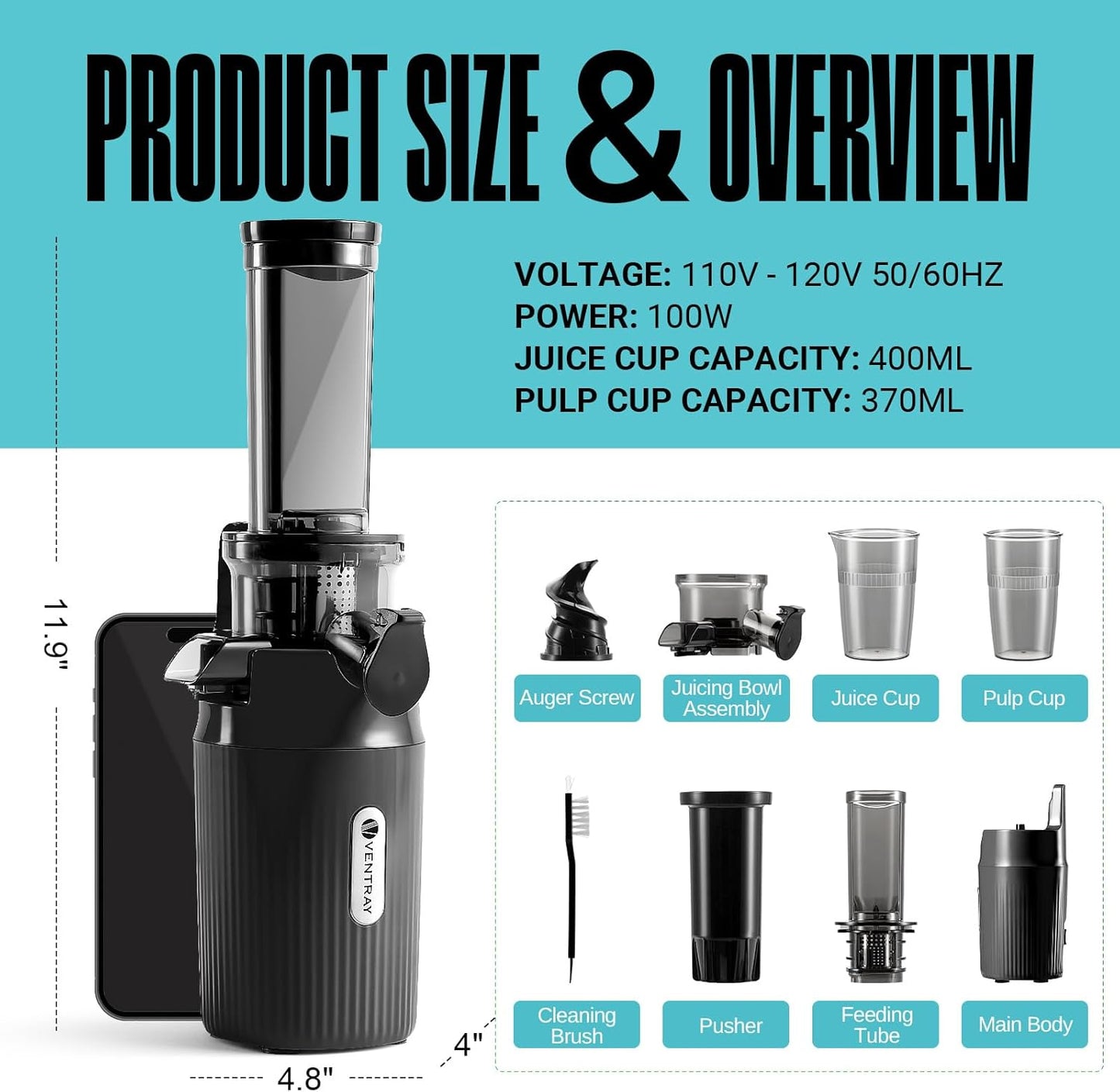 Slow Juicer Ginnie, Schwarz
