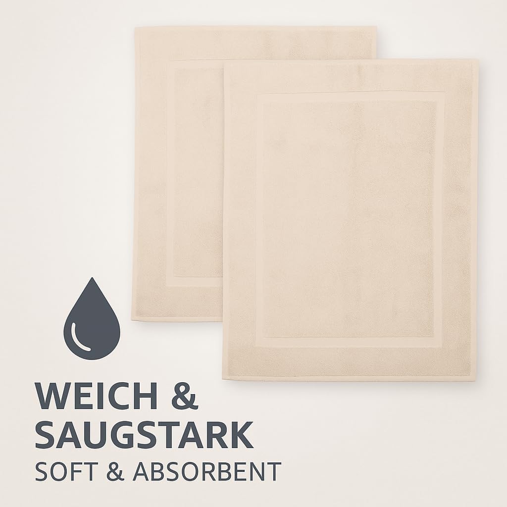 2er-Set Badematten, 50x70 cm, 2x Badvorleger Sand