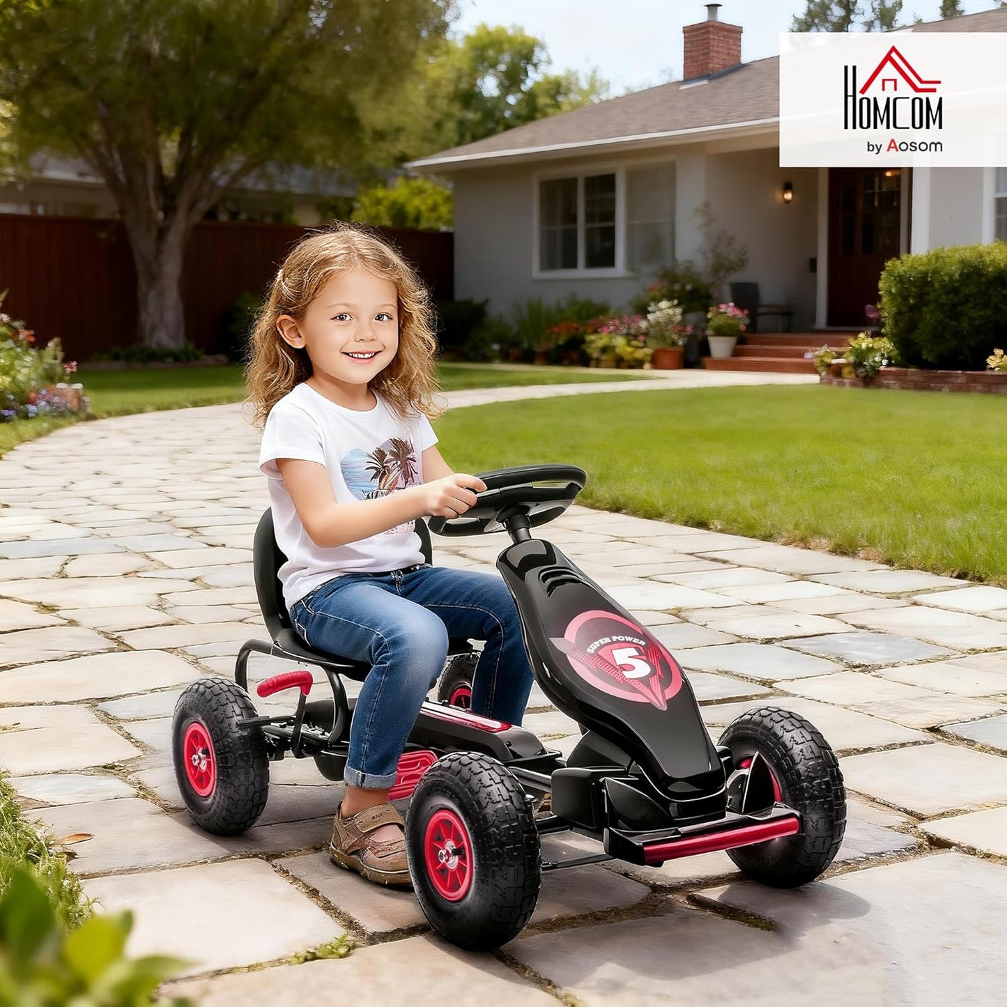 Tretfahrzeug für Kinder, Rot+schwarz