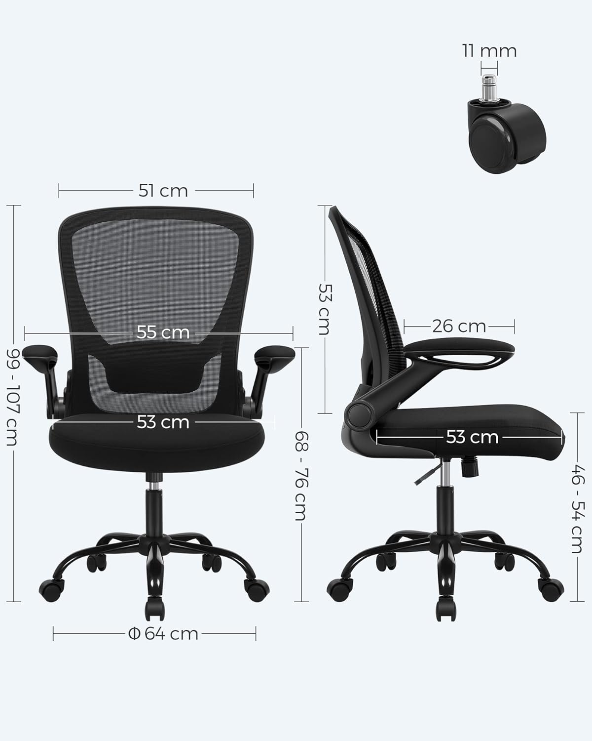 Schreibtischstuhl OBN37BK, Schwarz