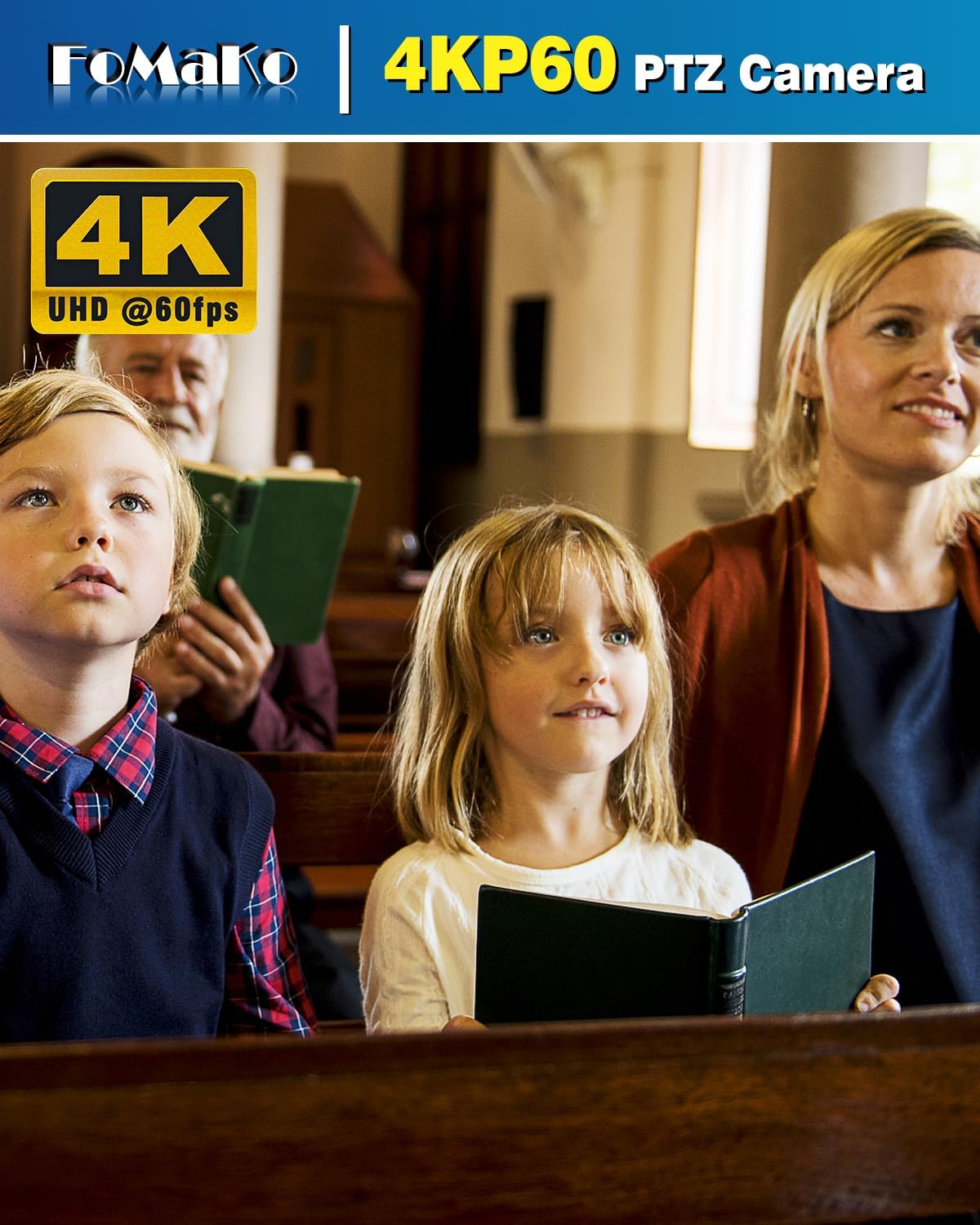 4K PTZ Kamera mit KI-Auto-Tracking & 20x Zoom, 4K 60FPS NDI PTZ Kamera