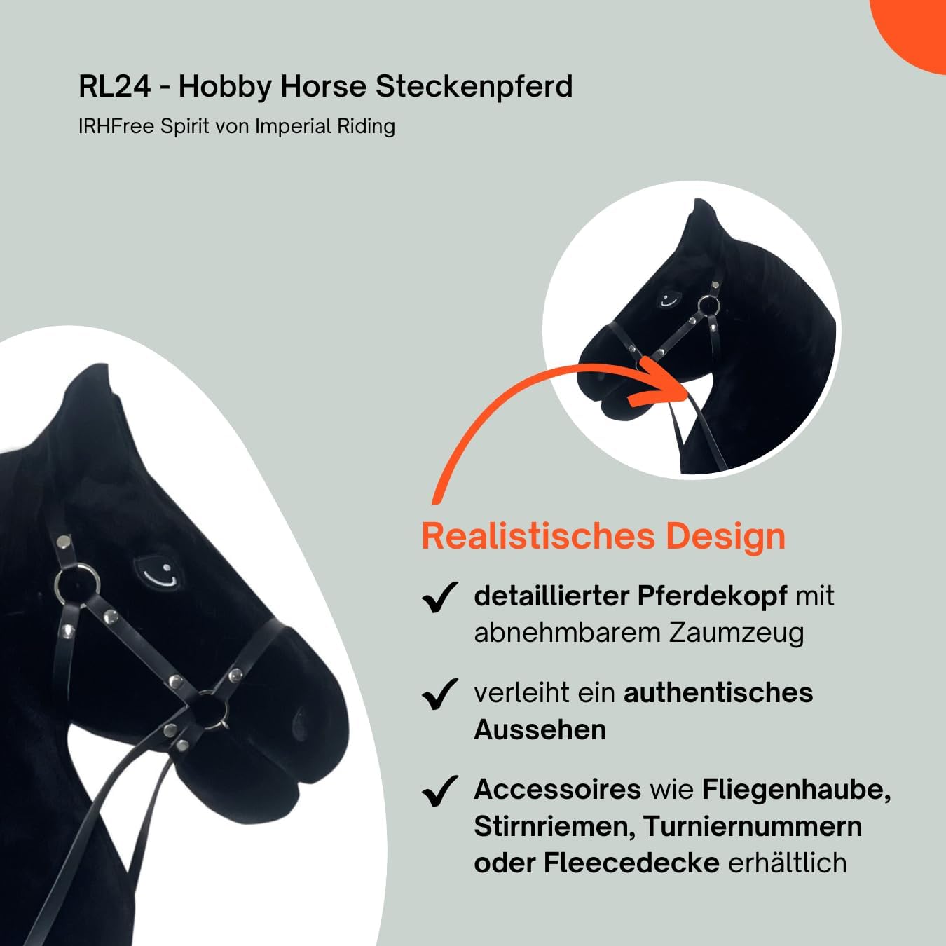 Steckenpferd RL24 für Hobby Horsing, Steckenpferd (Schwarz)