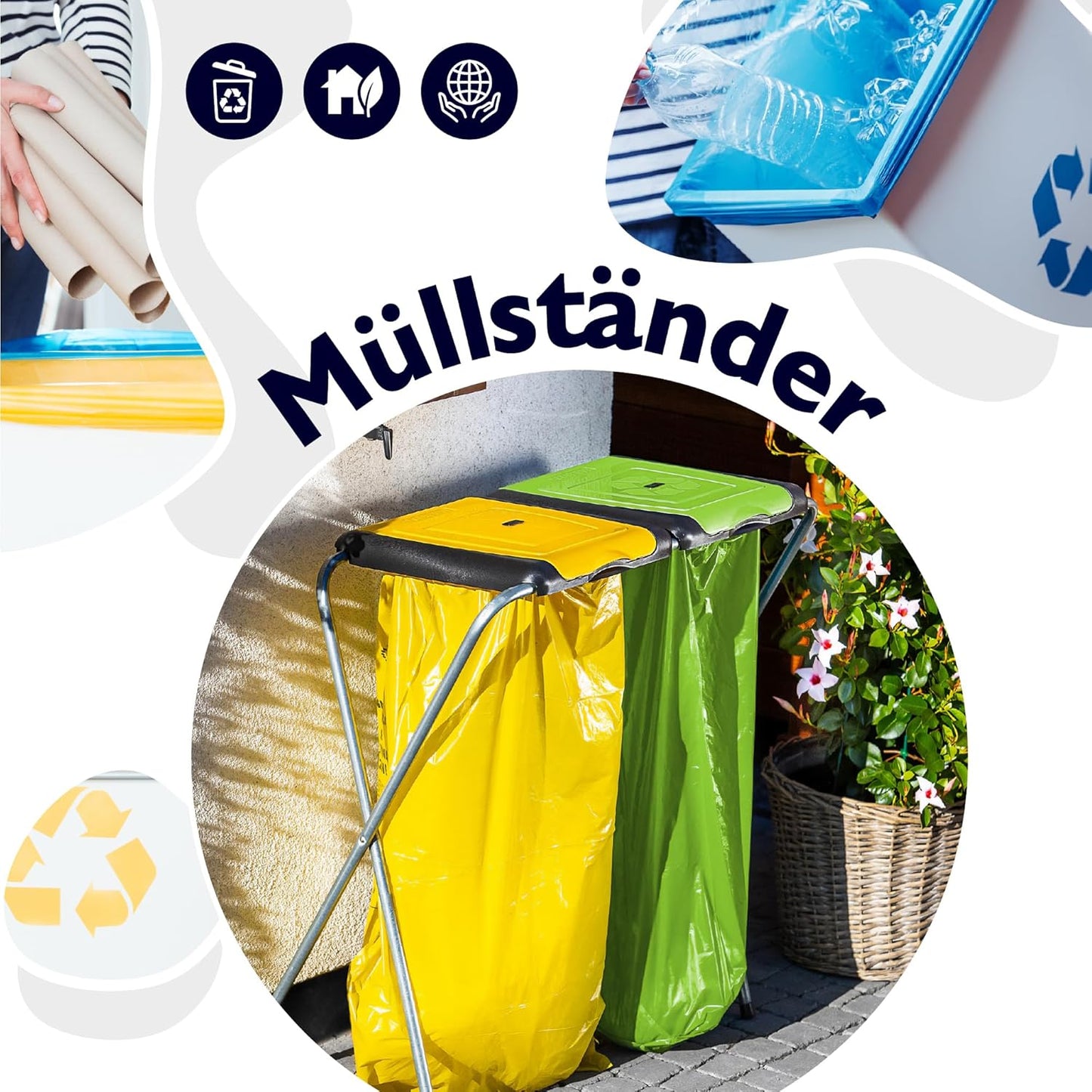 Doppel-Müllsackhalter für Mülltrennung, Doppelt v2
