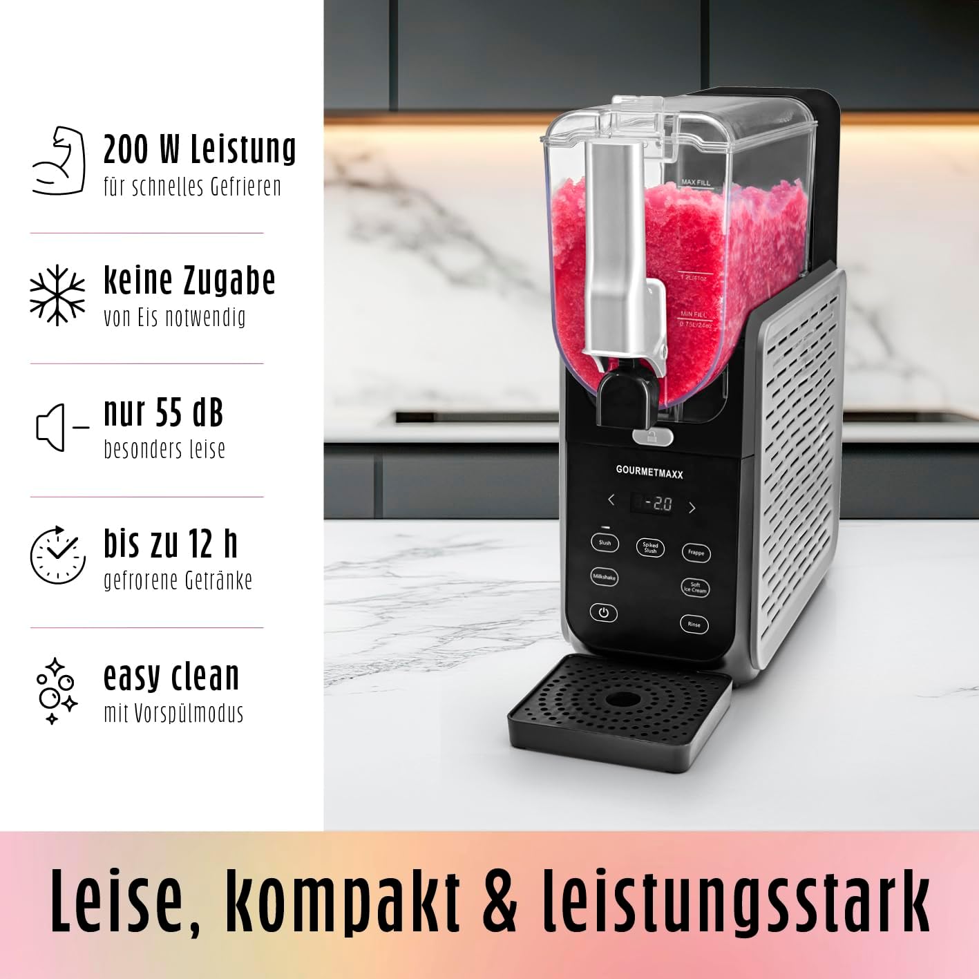 FreezeUp Slush Eismaschine, 2,8 L, 5 Modi