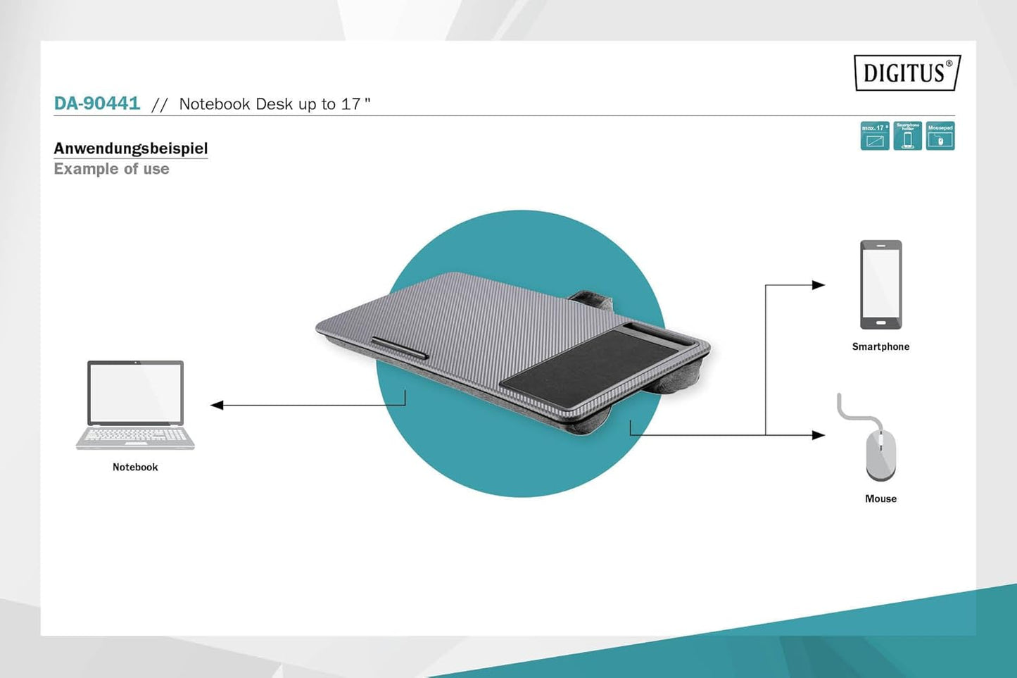 DA-90441Notebook-Kissen mit Smartphone-Halterung