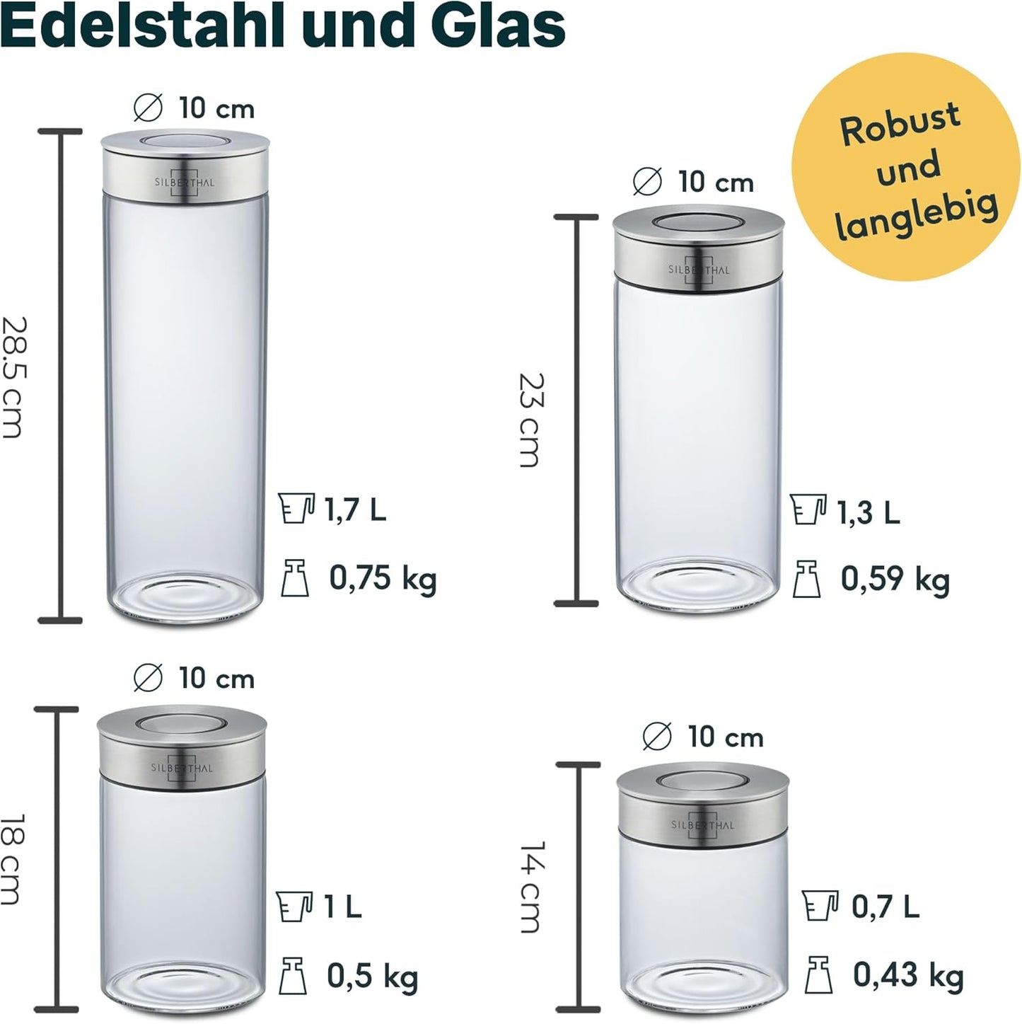 4-teiliges Vorratsglas-Set, 4er Set