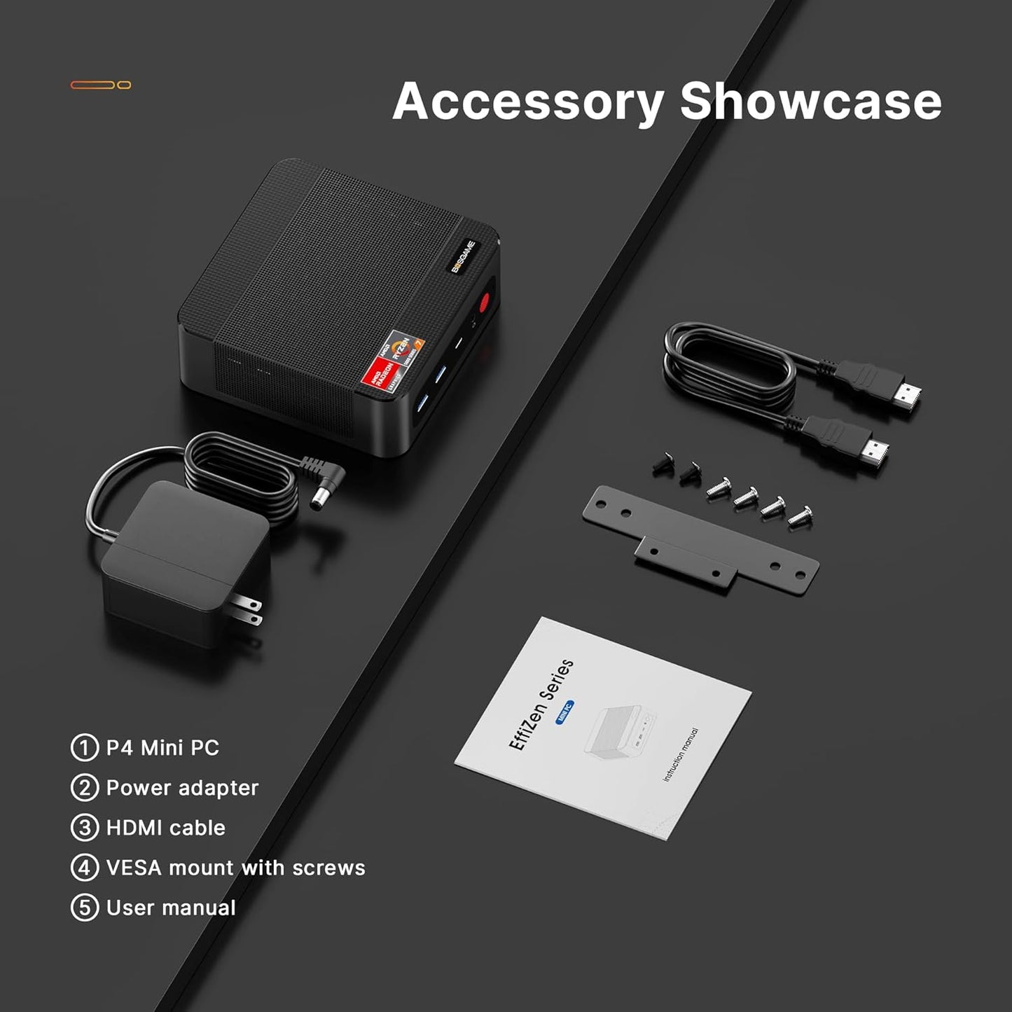 Mini-PC P4 Plus Dual mit Ryzen 7 Prozessor,  Windows 11 Pro, 5825U 16G+512G