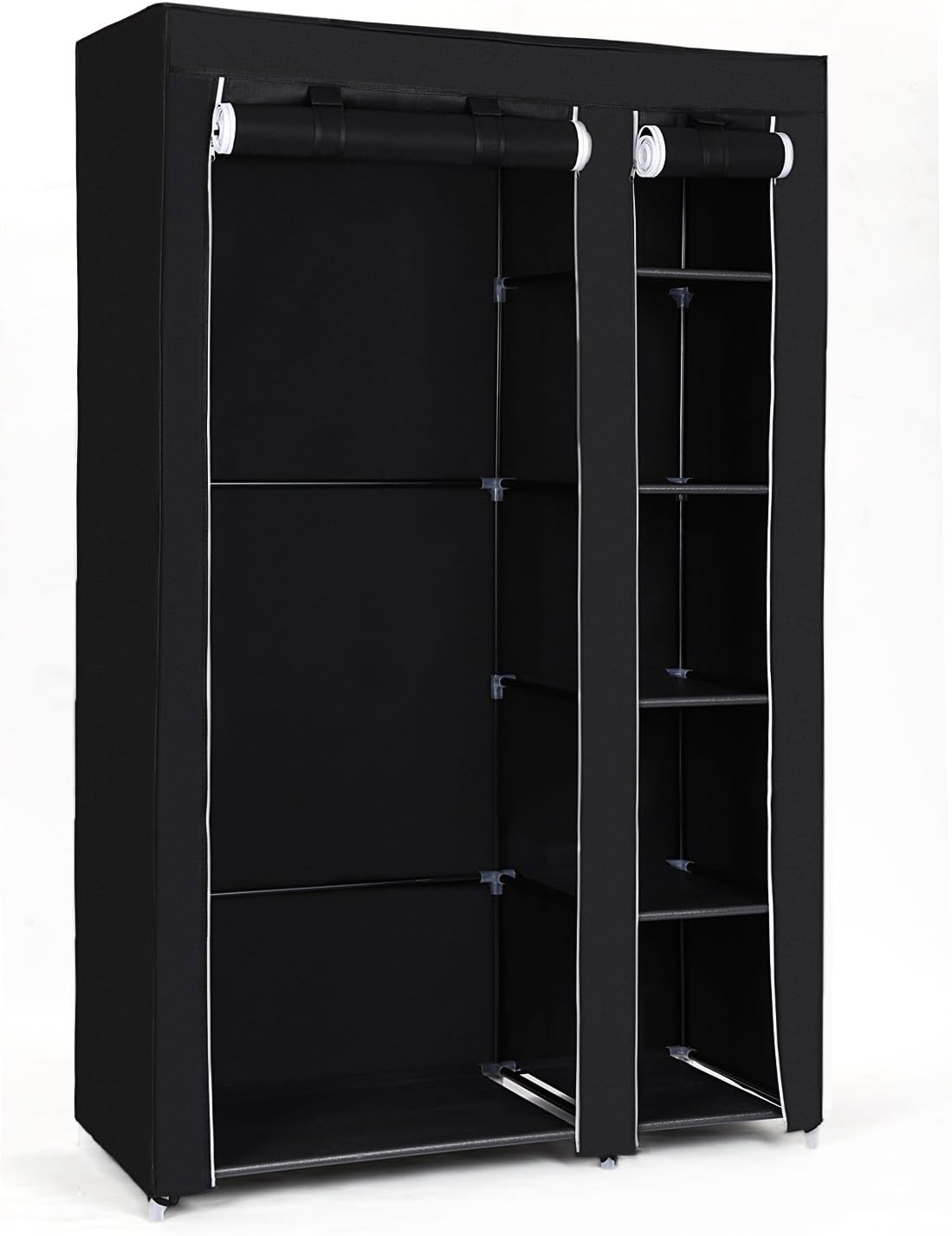 Stoffschrank XL mit Kleiderstange, Schwarz