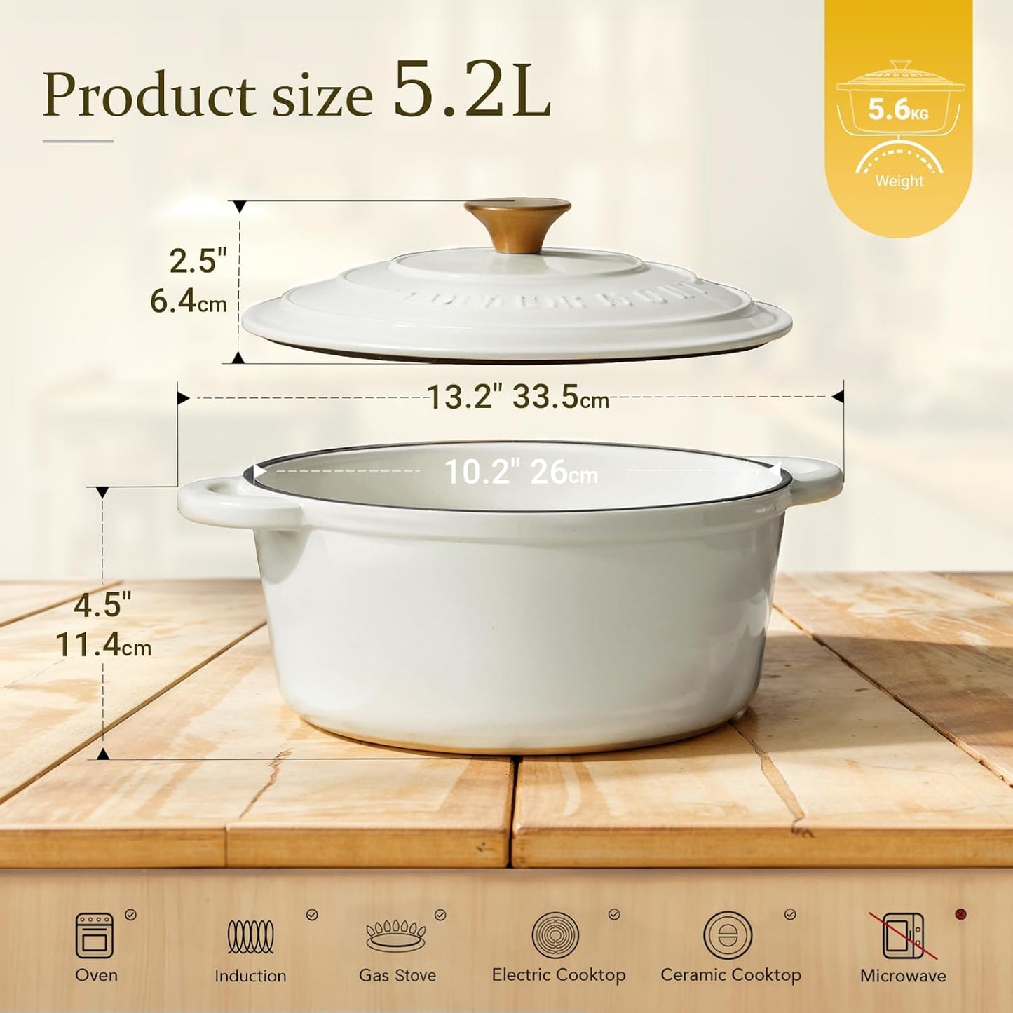 Bräter, 26cm-5.2L Perlweiß