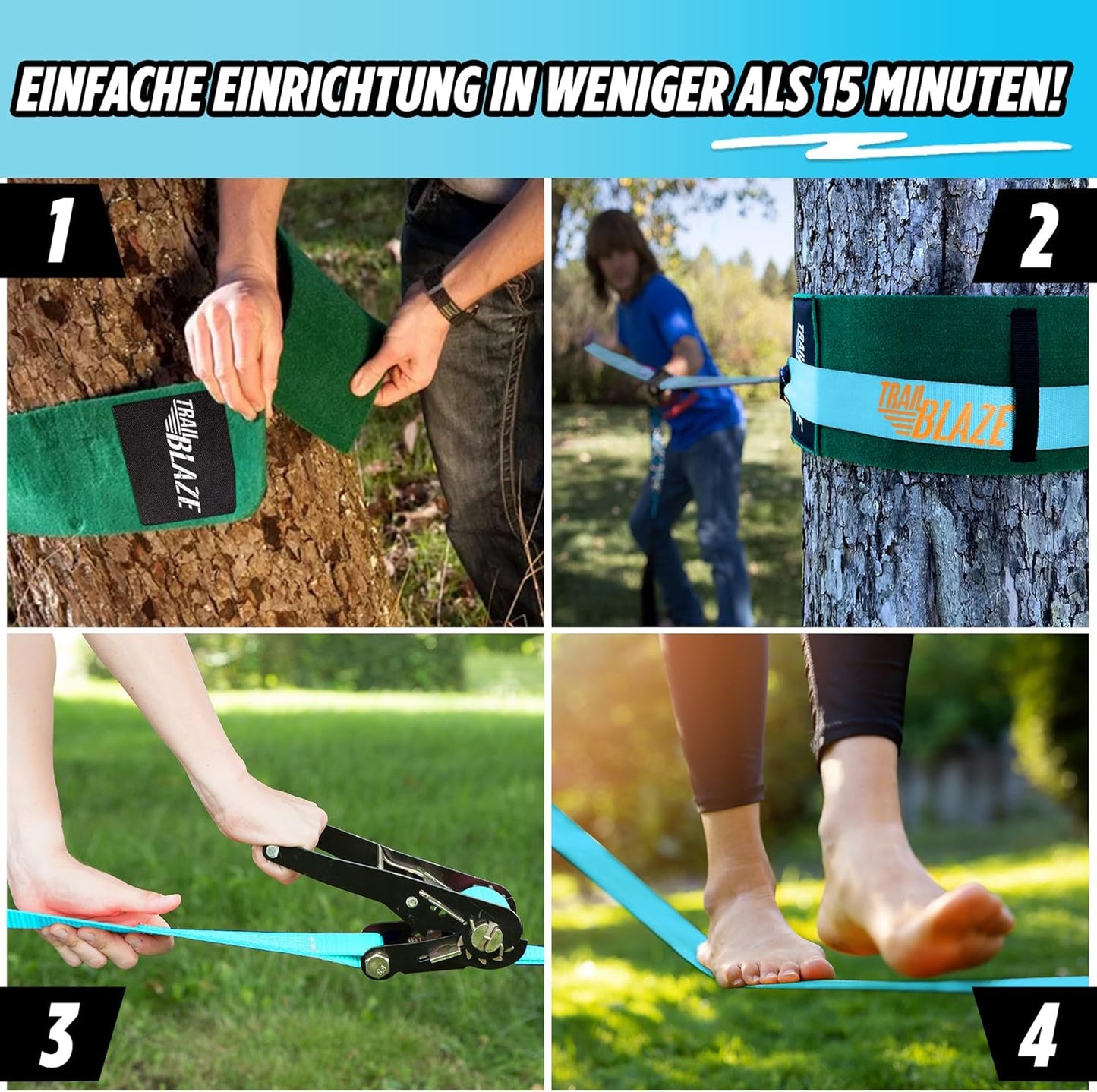Slackline Komplett-Set für Anfänger, Slackline without Training Line