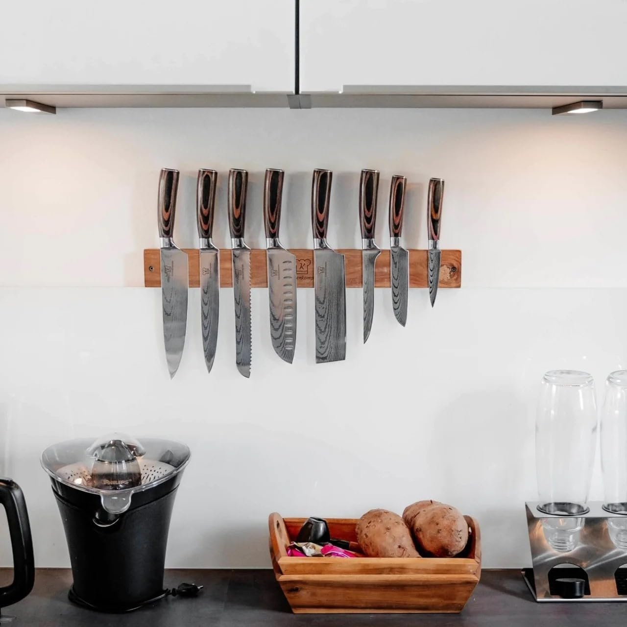 8-teiliges Messerset mit magnetischer Messerleiste, Premium Messerset