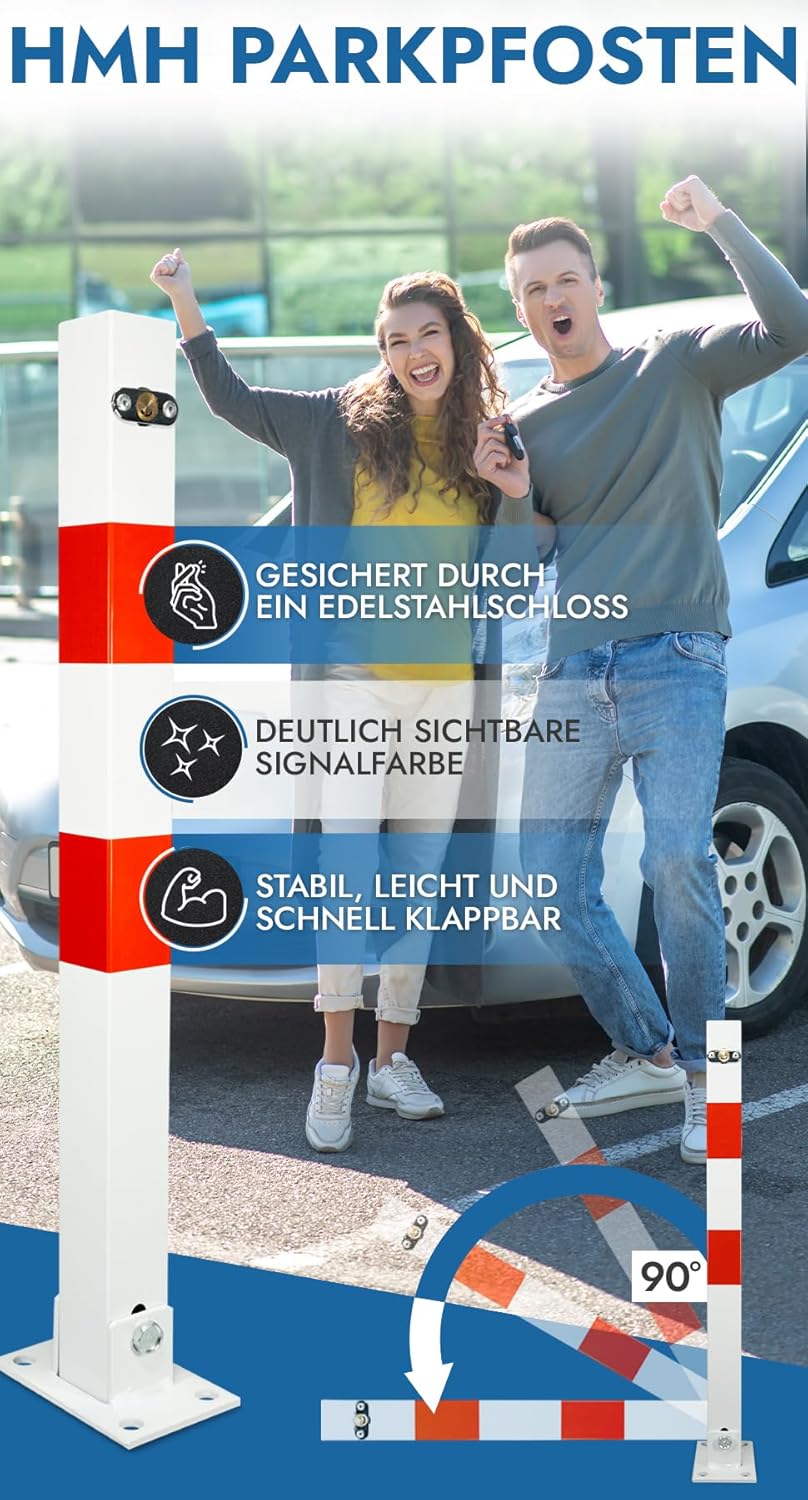 Klappbarer Absperrpfosten mit Schlüsseln und Dübeln, 1
