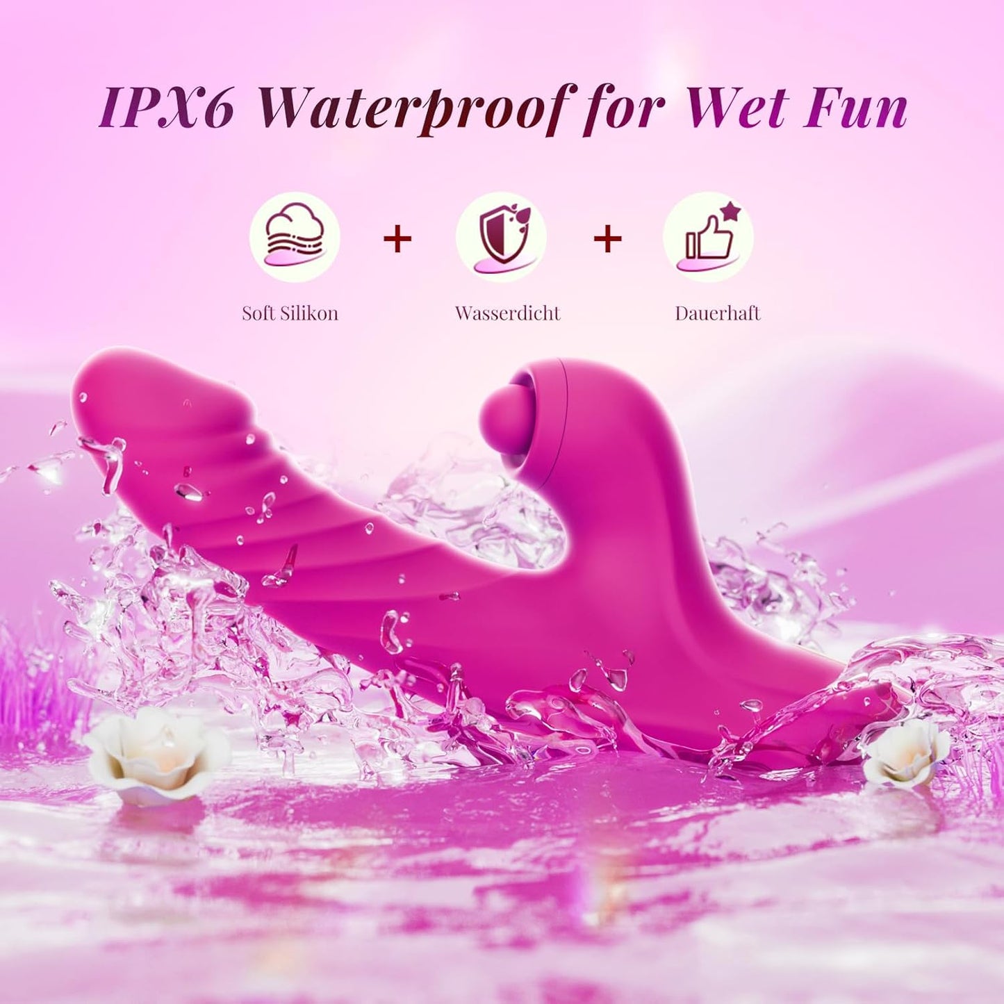 Rabbit Vibrator mit Stoss- und Saugfunktion, Rose