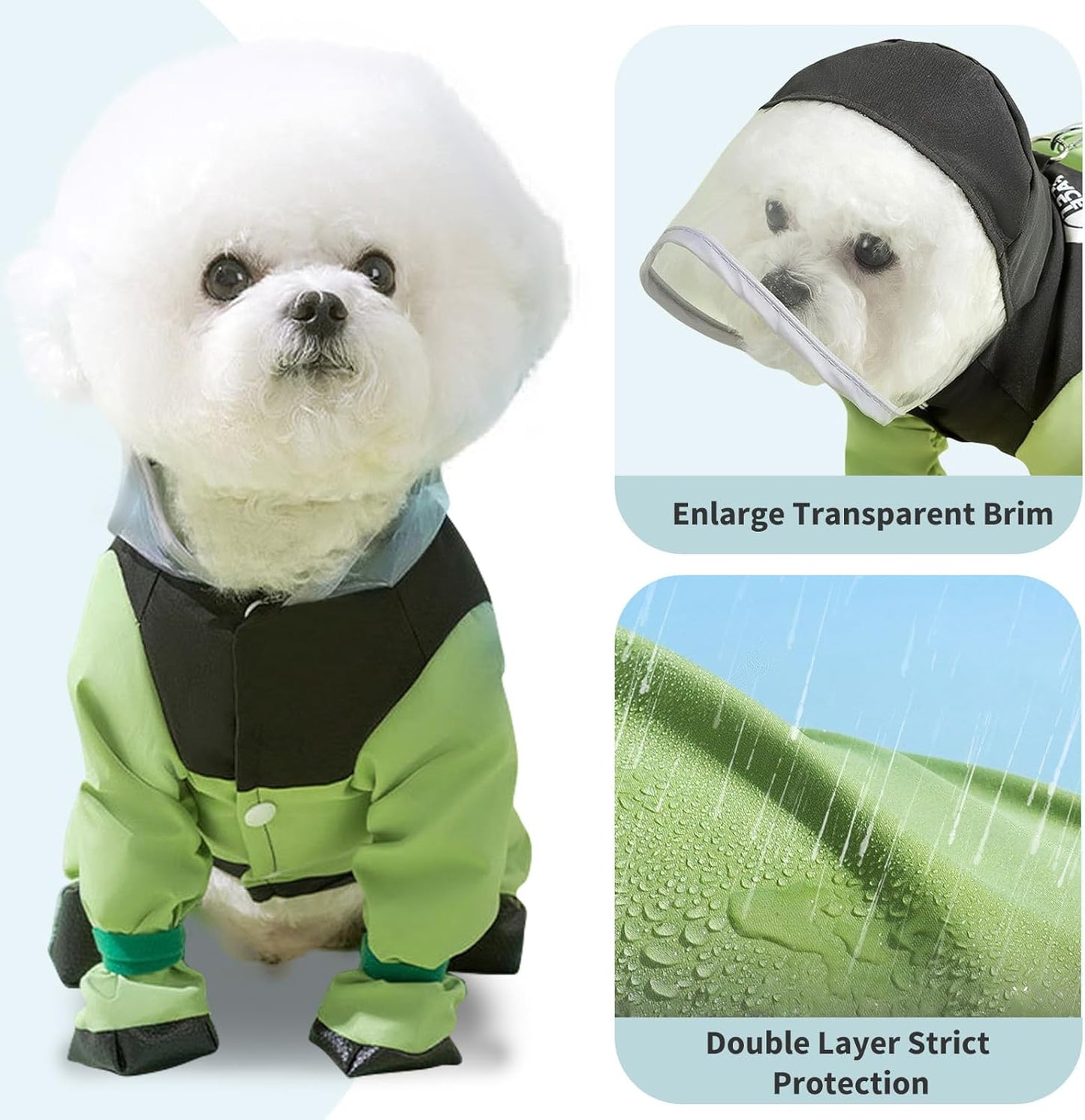 Wasserdichte Hunde-Regenjacke mit Kapuze, S Blau
