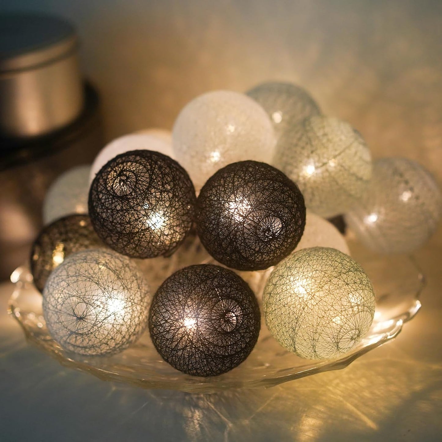 LED Lampions-Lichterkette mit, 20 LEDs, Batteries Grau