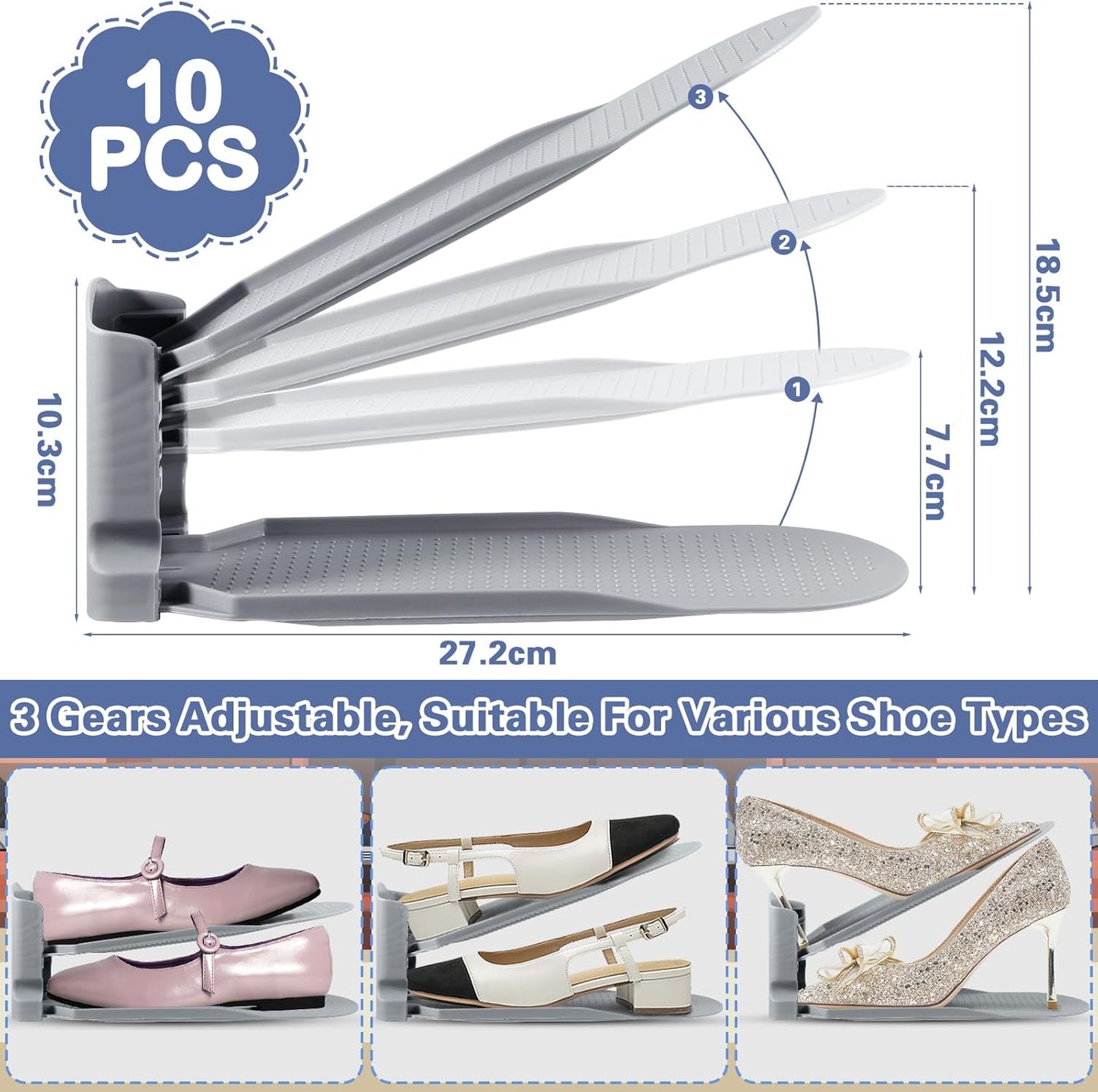 Einstellbare Schuhhalter, 10 Stück, platzsparend