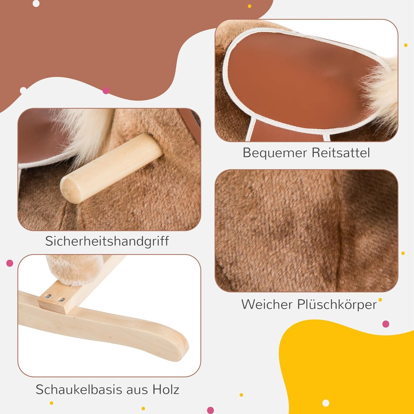 Schaukelpferd aus Plüsch mit Haltegriffen