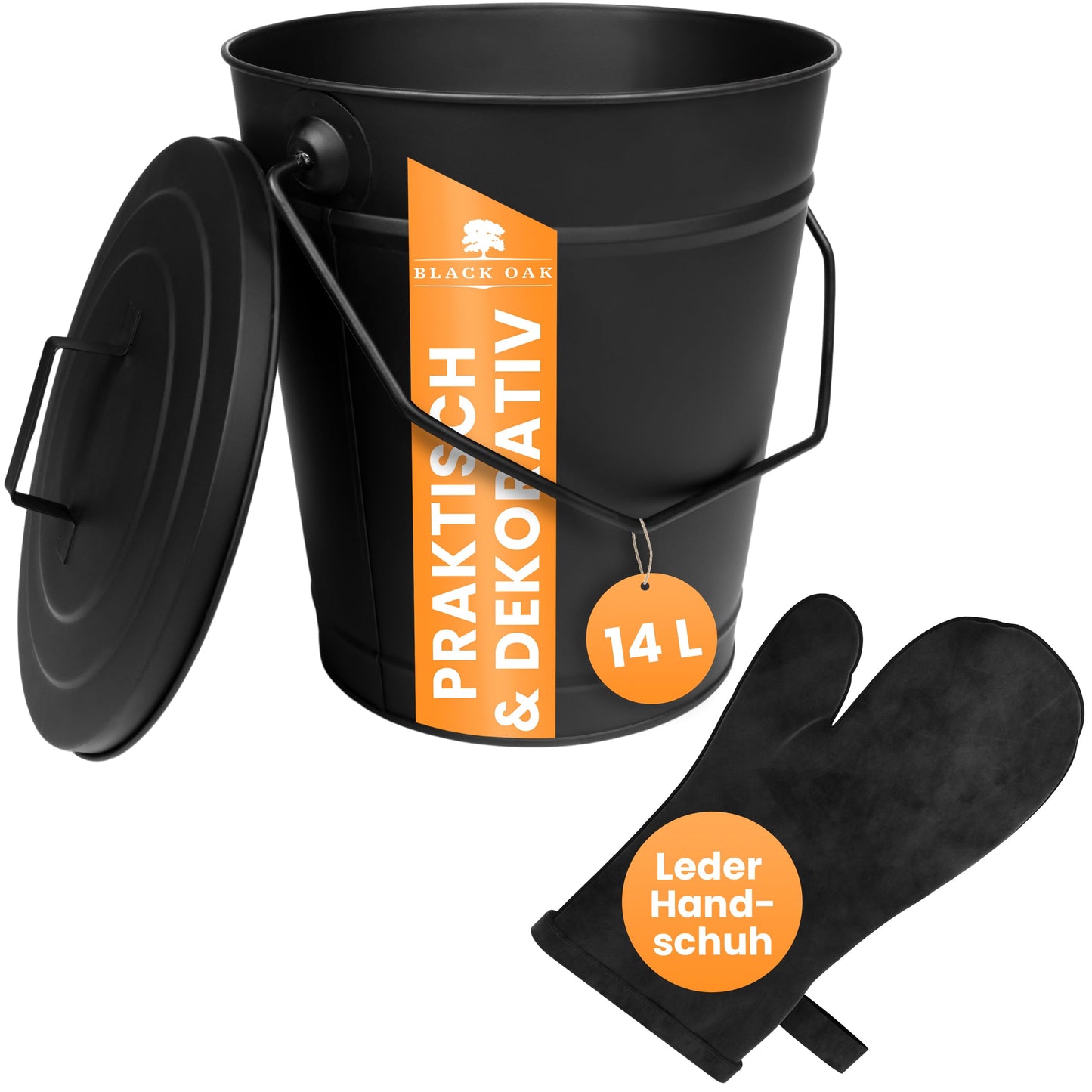 Ascheeimer Etna mit Lederhandschuh, Eimer & Zubehör 2 Etna 14l Eimer + Lederhandschuh
