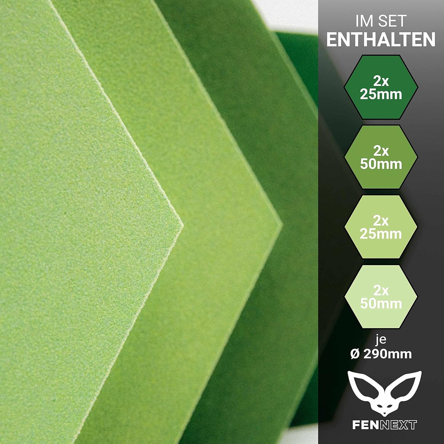 Schallabsorber Akustikpaneele-Set, Farbverlauf "Green Shades"