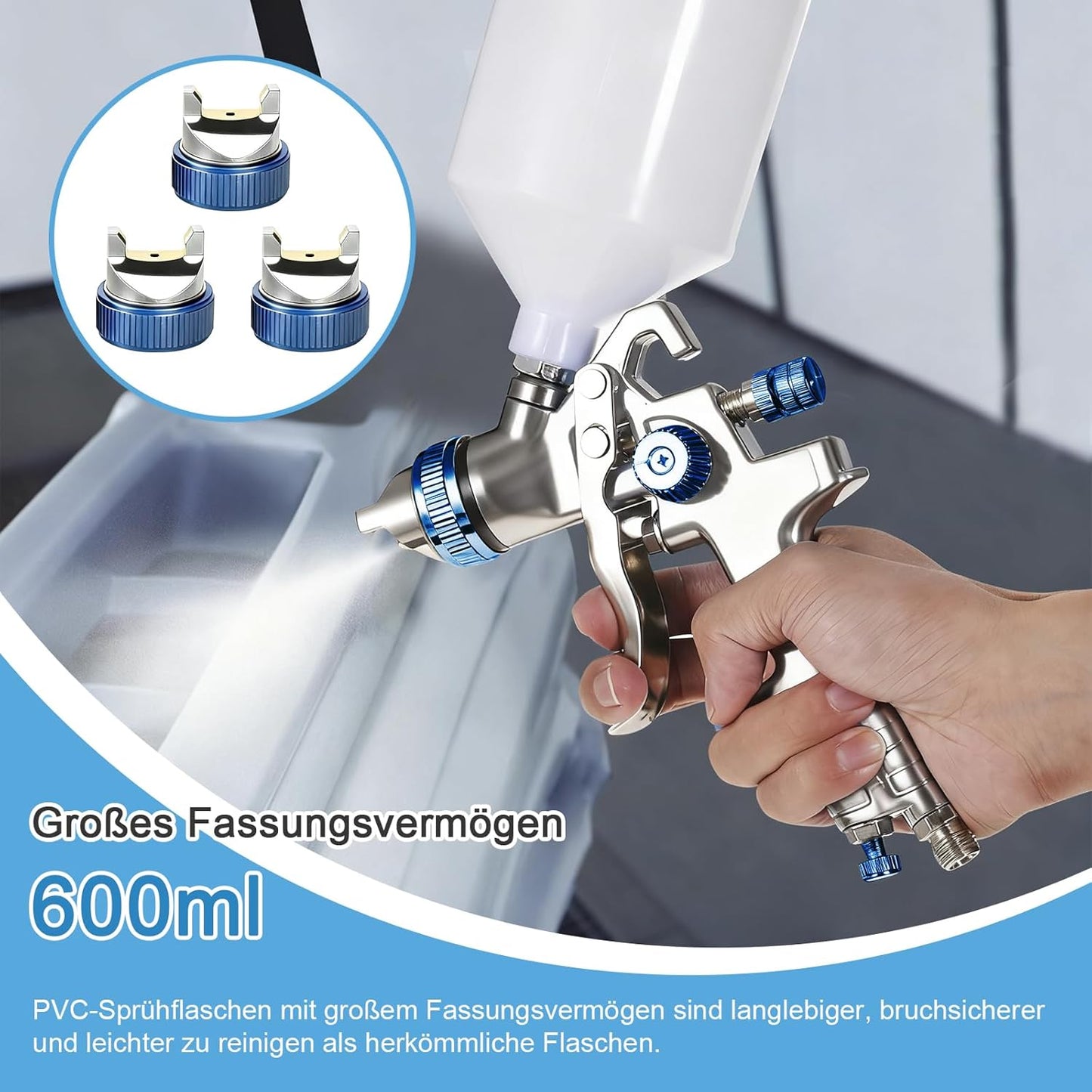 HVLP Lackierpistole-Kit mit 3 Düsen und Druckregler