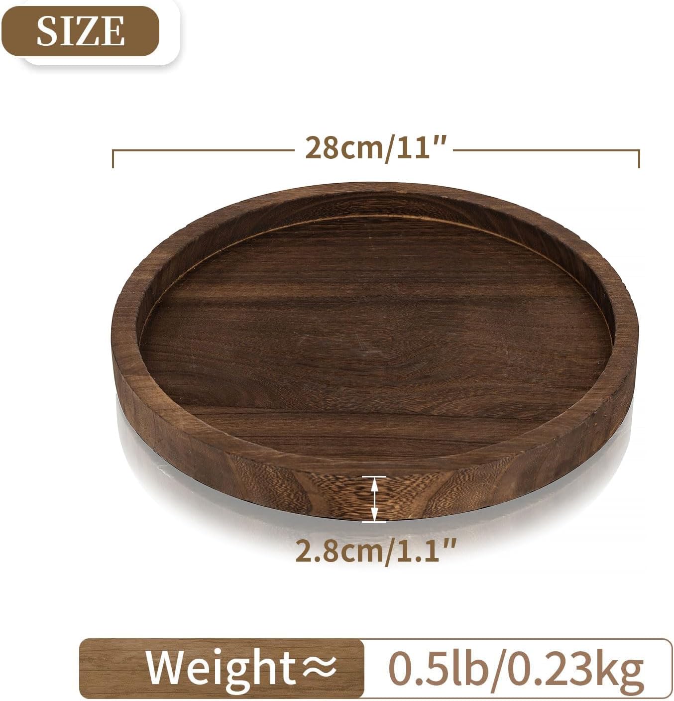 Rustikales Holztablett für Kerzen, Braun-1pc