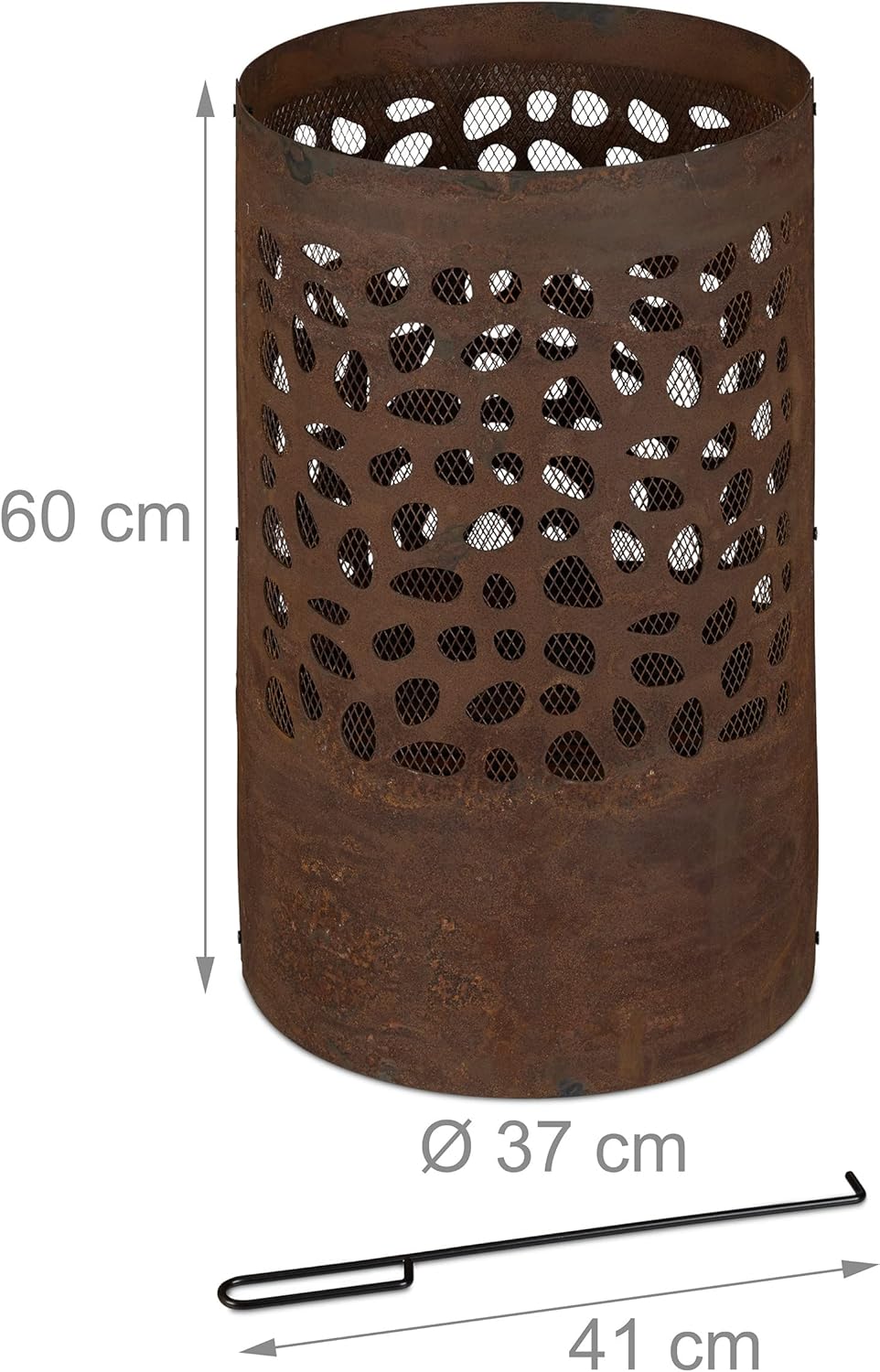Feuertonne mit Funkenschutz & Schürhaken