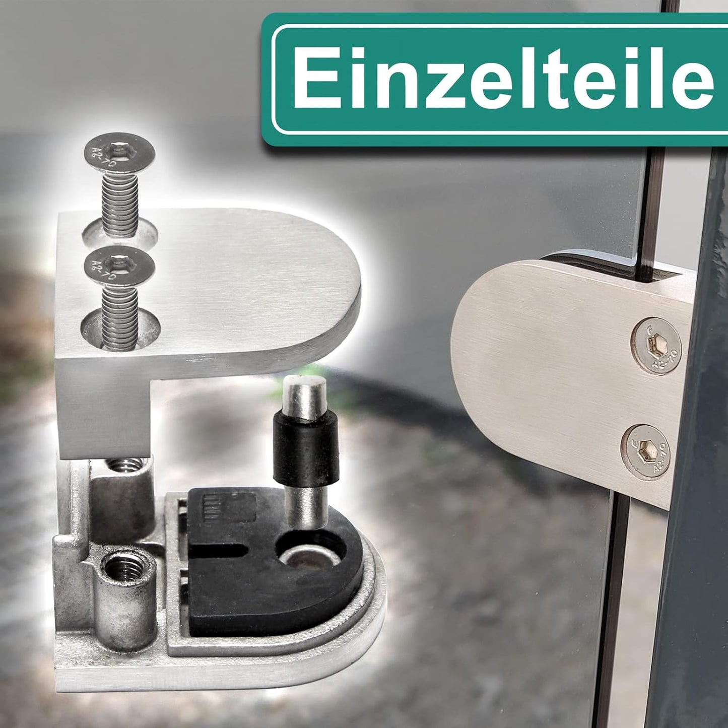 4-teiliges Glashalter-Set für Geländer, FLACH | 8,76mm Glas