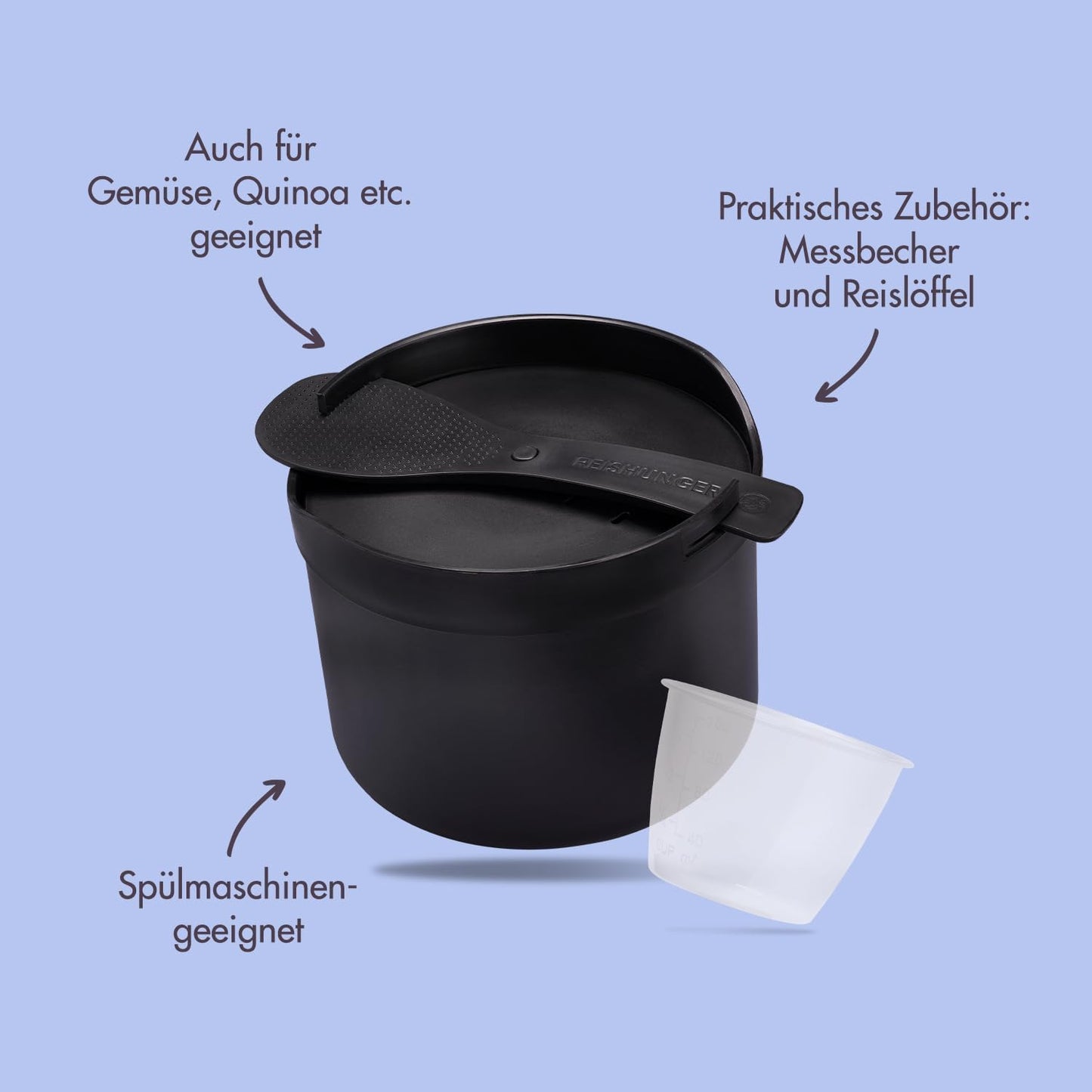 Mikrowellen-Reiskocher (1,7 l), Schwarz 1,7 Liter