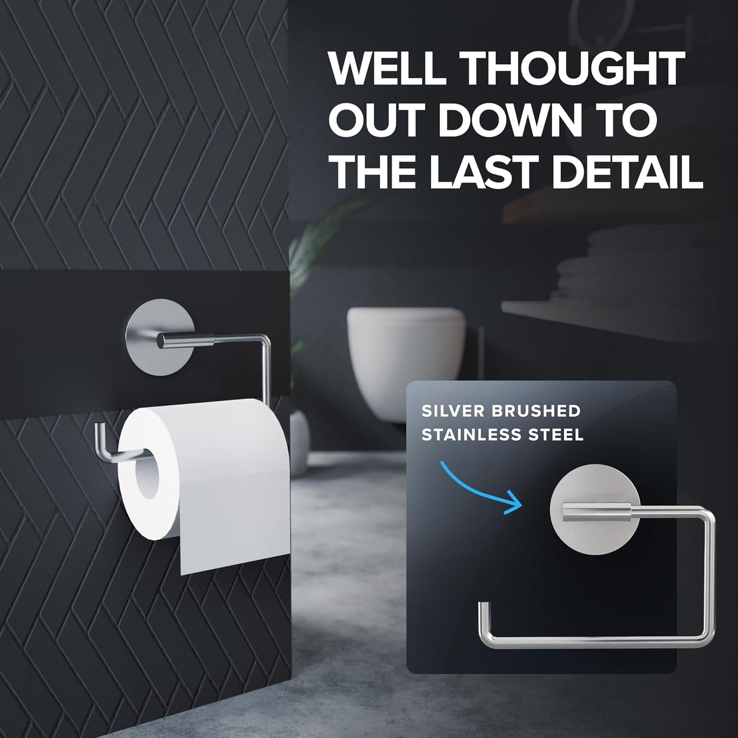 Toilettenpapierhalter, Silber Zum Kleben