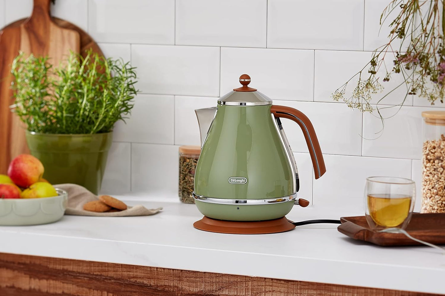 Wasserkocher Icona Vintage KBOV2001.GR mit 360° Basis, Olive, Single