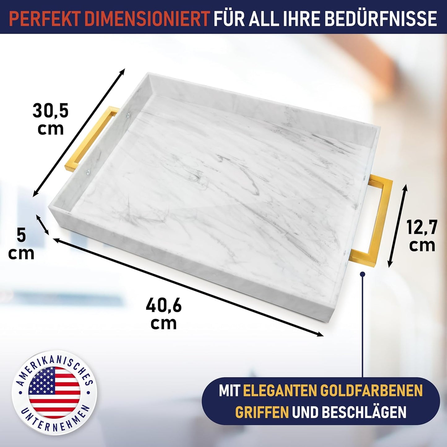 Serviertablett aus Acryl, Marmor