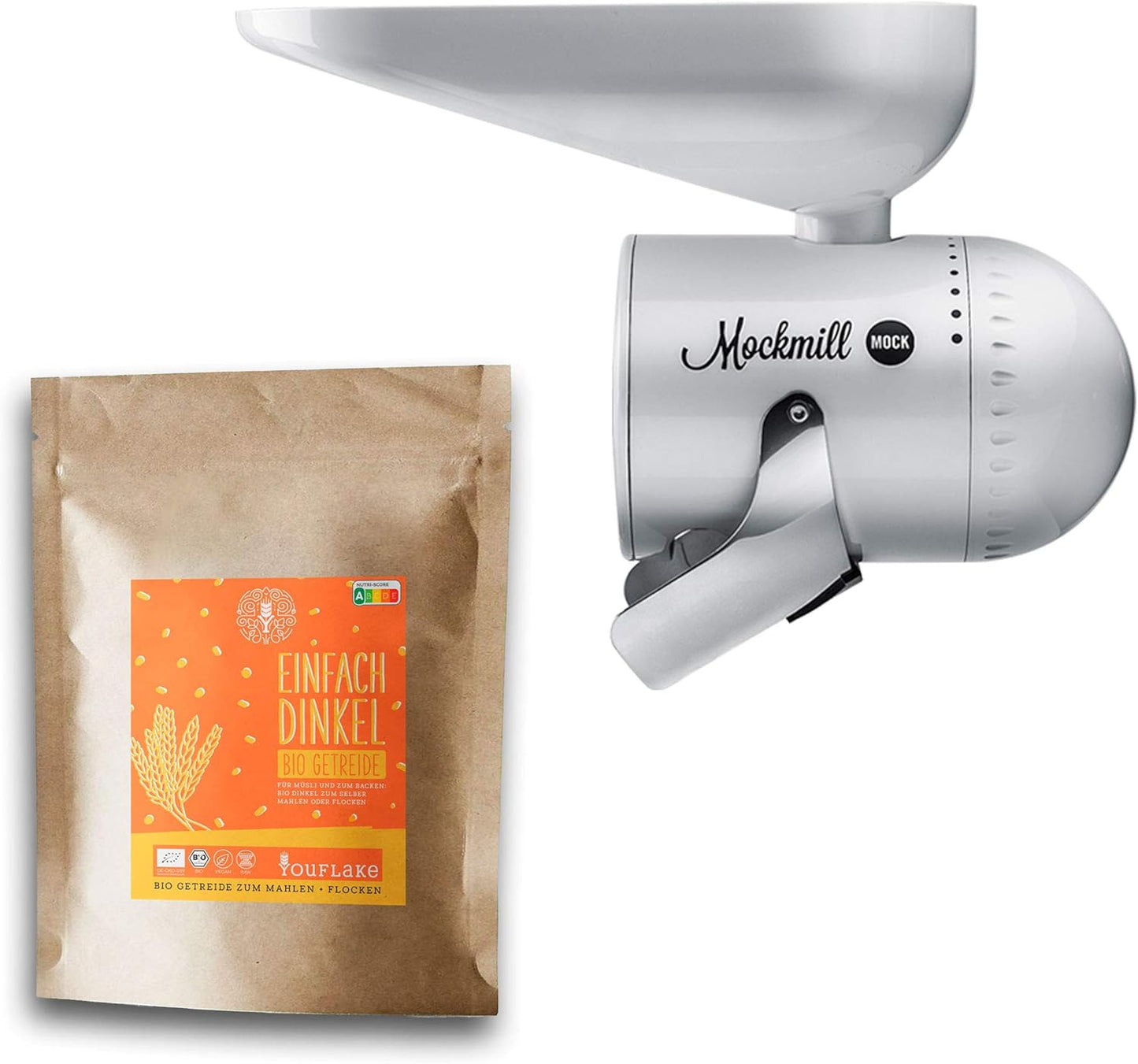 Mahlaufsatz für KitchenAid + 2,5 kg Bio Dinkel, Mockmill Mahlaufsatz + 2,5 kg Bio Dinkel