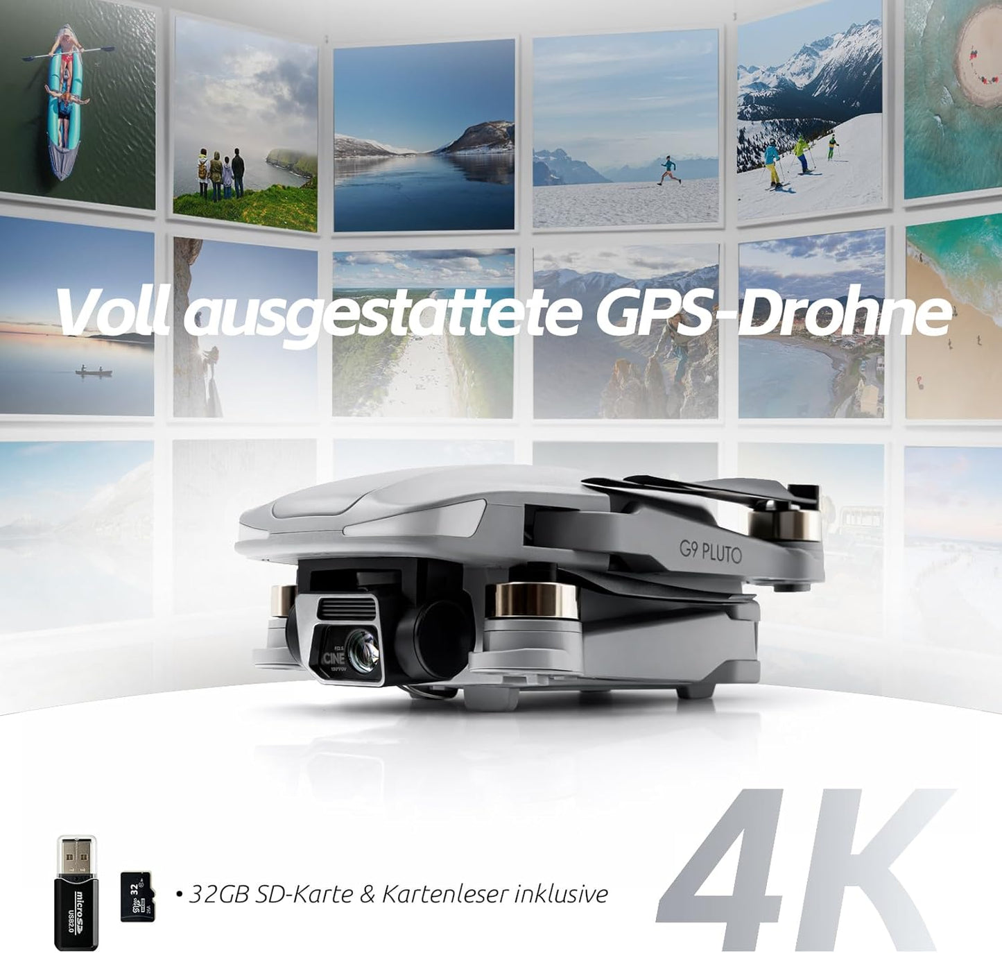 Faltbare GPS-Drohne mit 4K-Kamera, Mattiertes Kieselufergrau