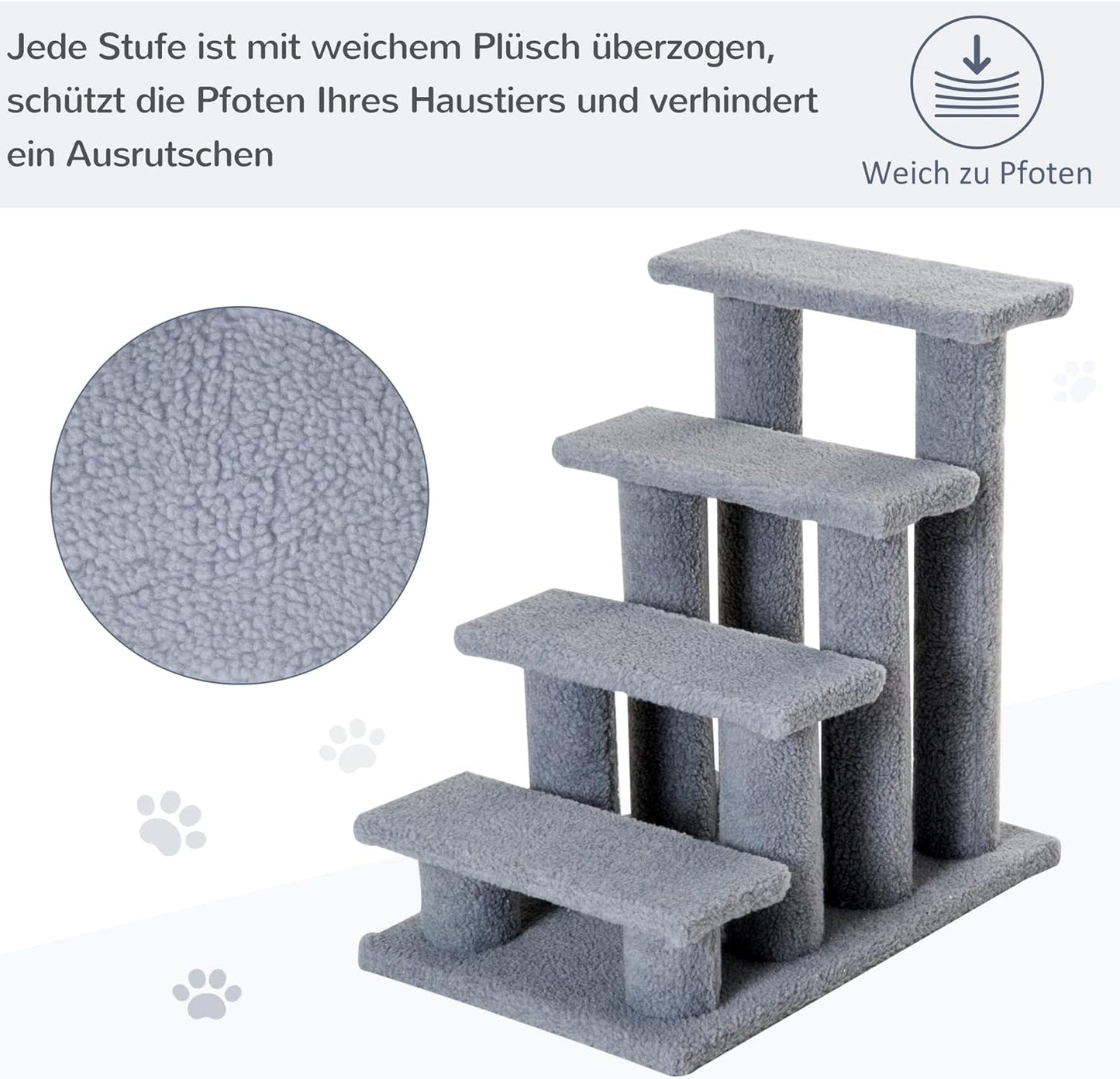 Katzentreppe mit 4 Stufen, Grau