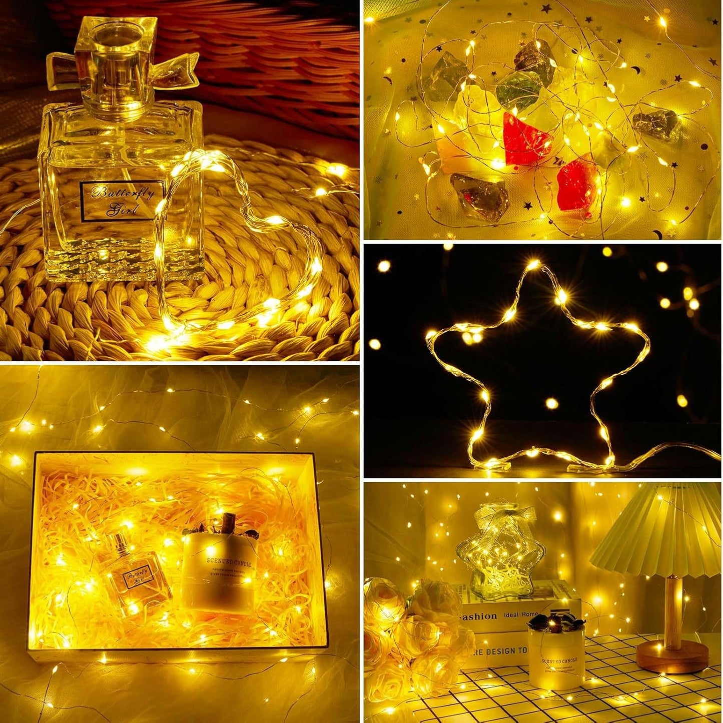 20 Stück LED Drahtlichterketten mit 10 Lichtern, Warmweiss
