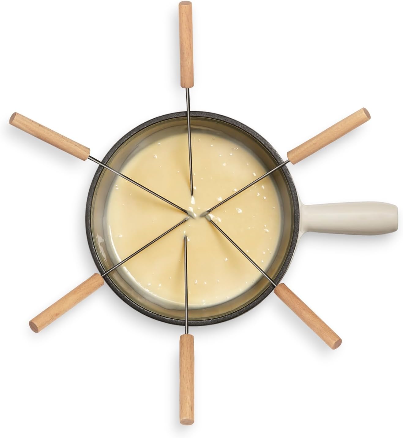 Fondue-Set aus Gusseisen für 6 Personen, Beige 6 Personen