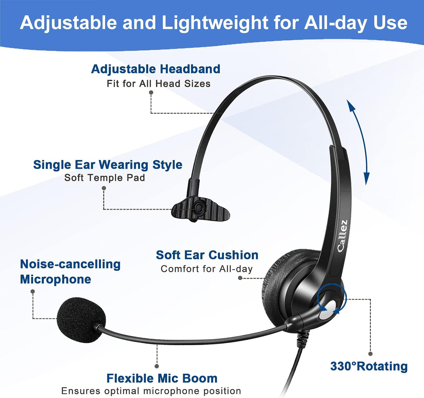 USB Headset mit Mikrofon & Noise Cancelling, Grau