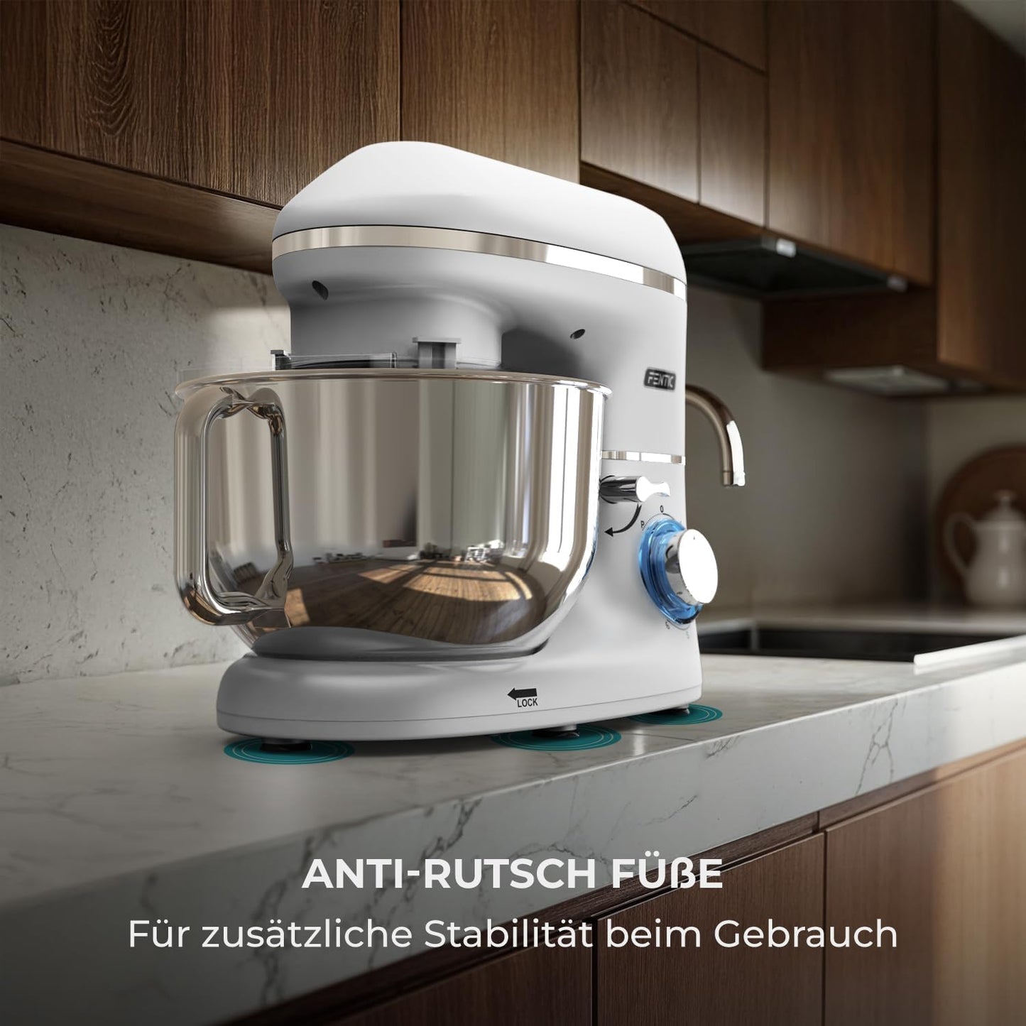 Küchenmaschine mit Zubehör, Silber