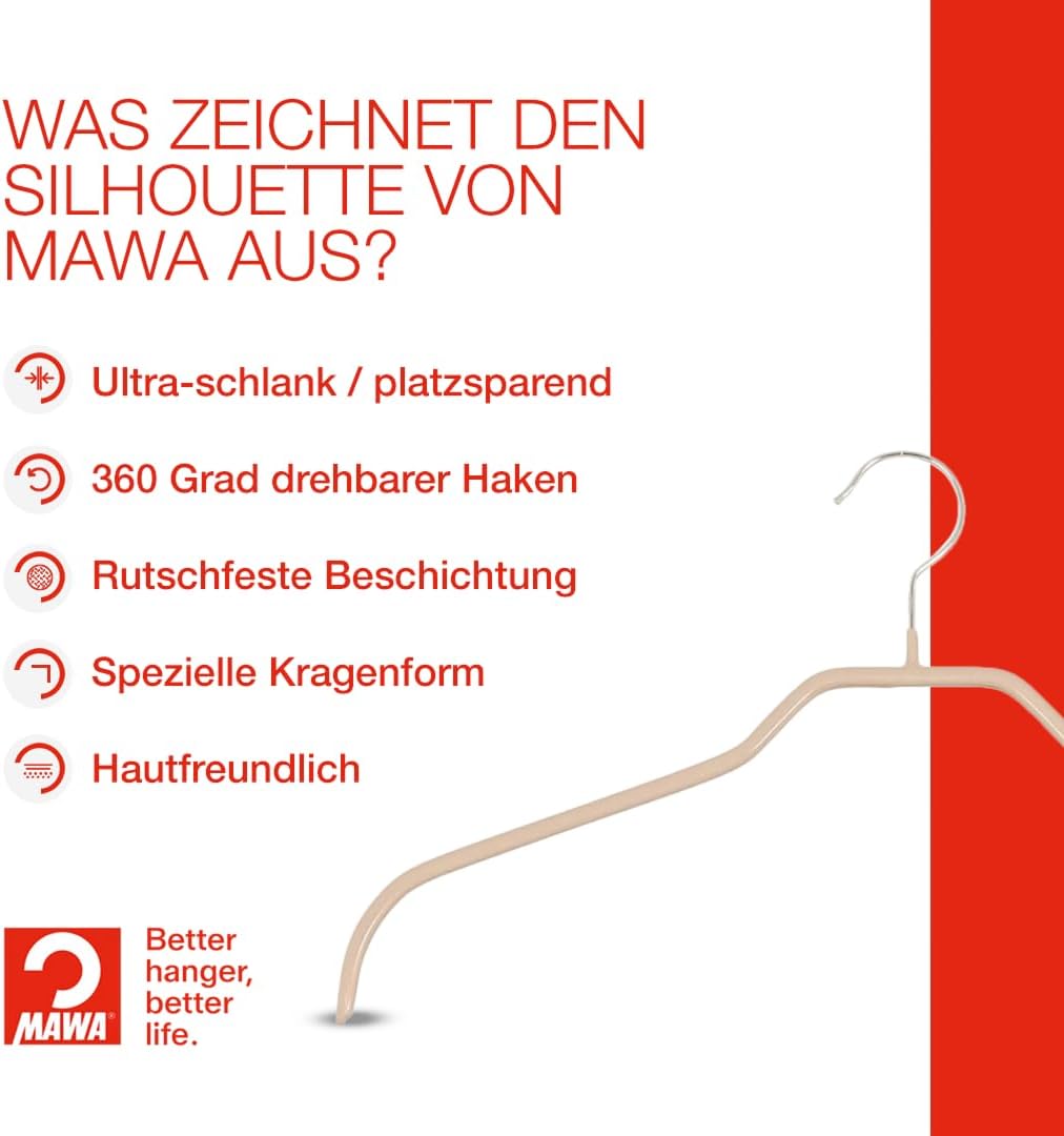 Platzsparende Antirutsch-Kleiderbügel (10 Stück, drehbar), 41 cm Latte - 10 Stück