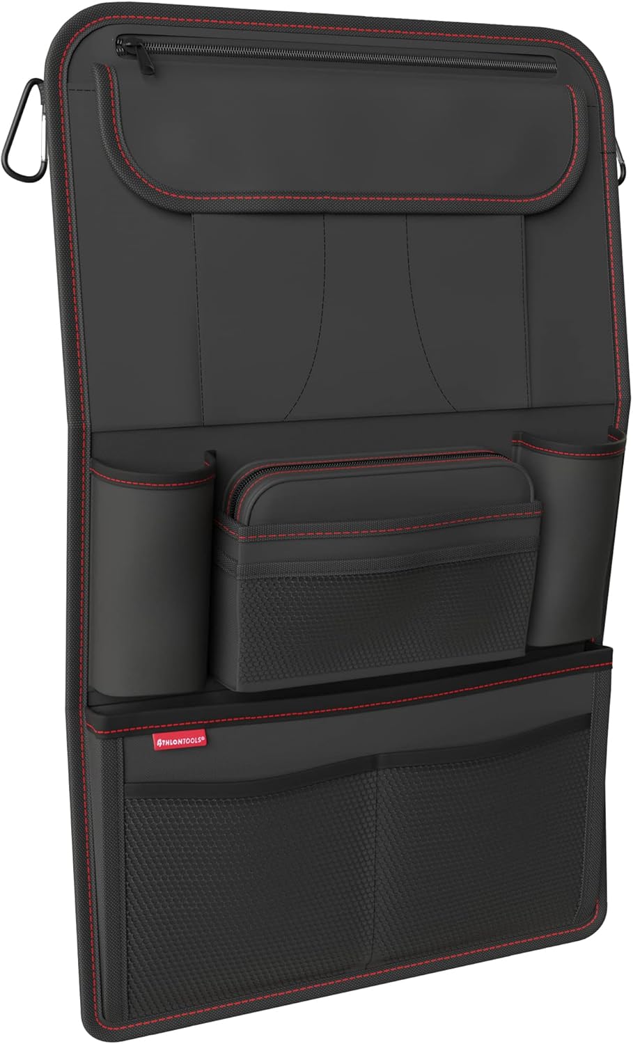 Autositz Organizer, Schwarz / Rote Ziernähte