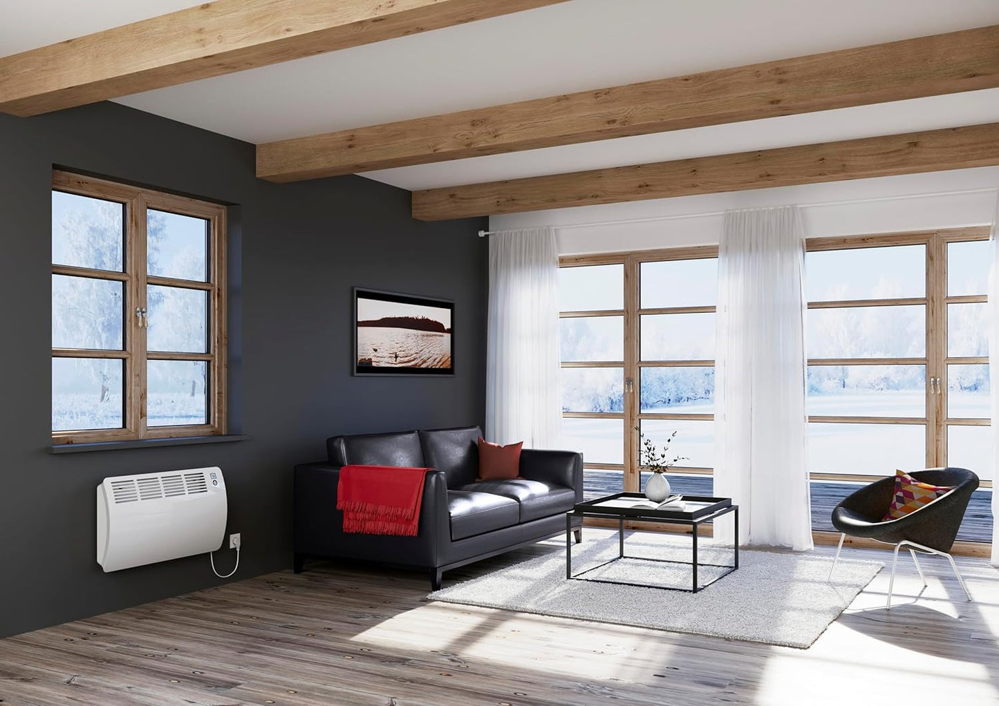 Wandkonvektor WKL 2000 Comfort, für ca. 25 m² / Aluminiumfront und 120-Min.-Timer