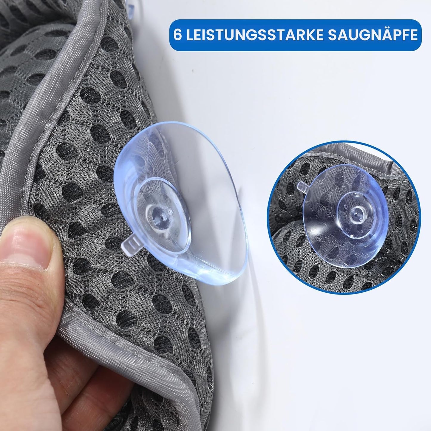 Badewannenkissen mit Saugnäpfen, Grau