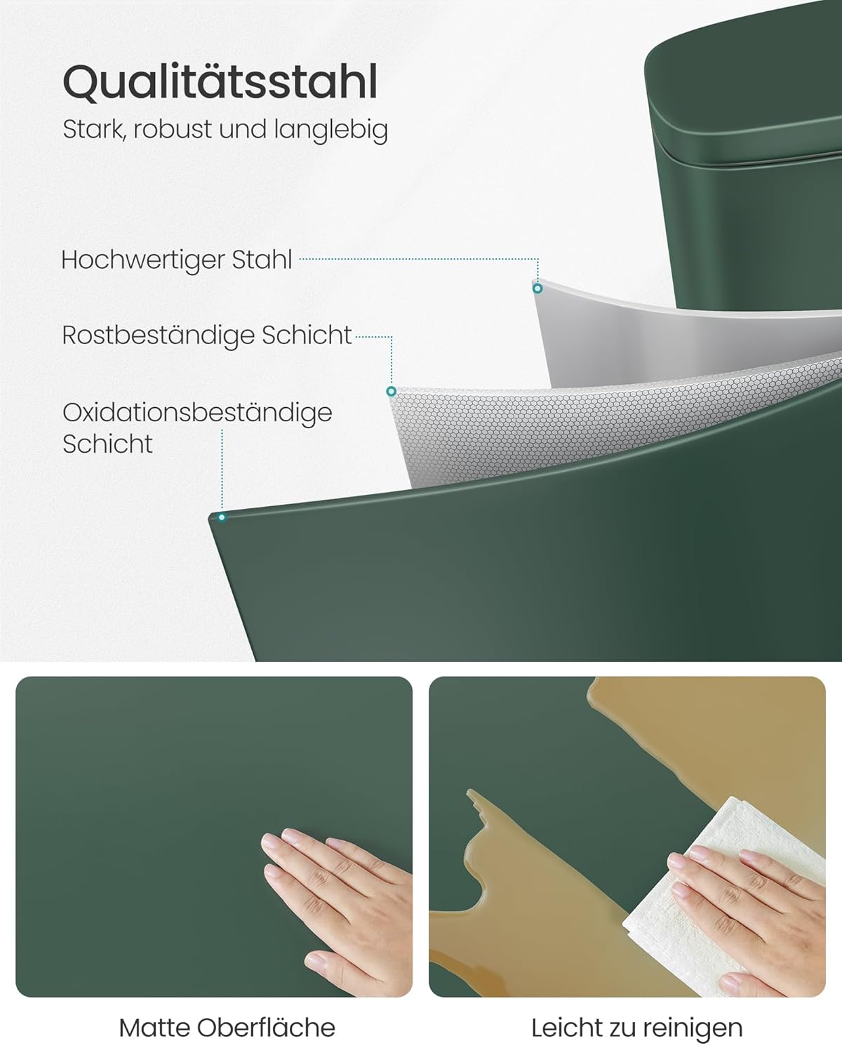 Treteimer mit Softclose-Deckel, Vintagegrün