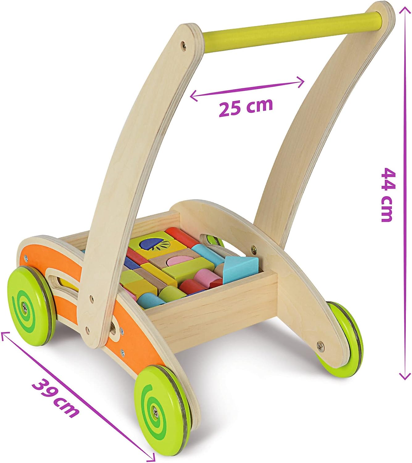 Lauflernwagen mit Holzbausteinen