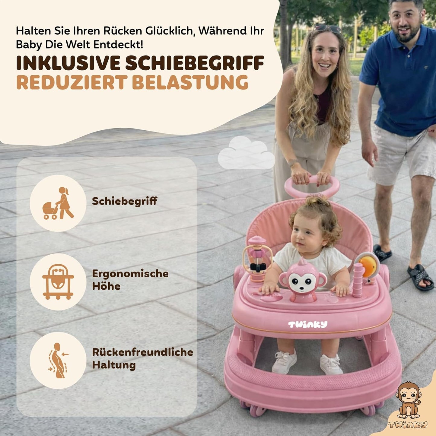Lauflernwagen mit Spielset, pink and gold