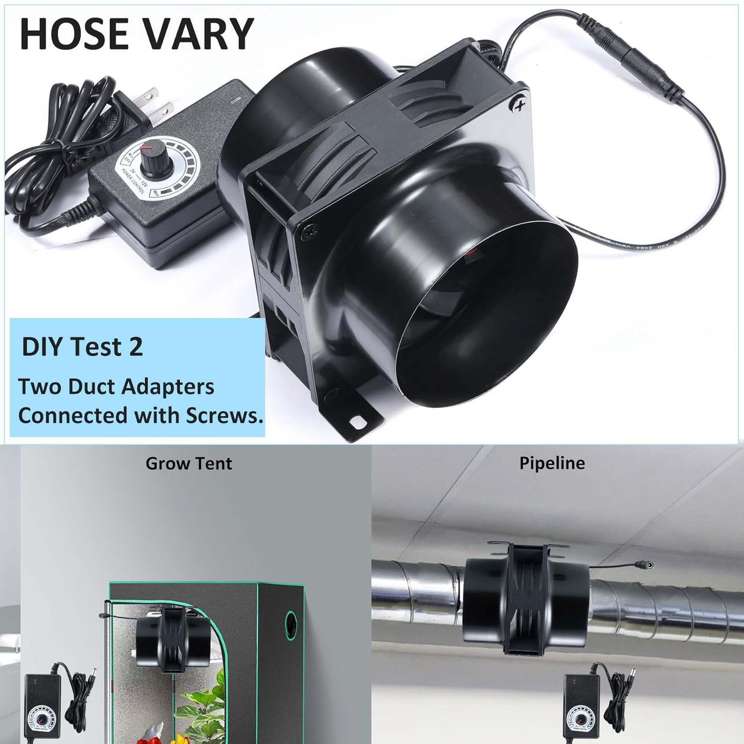 Abluftventilator 100mm, Schwarzes DC12V Axial Lüfter Kit